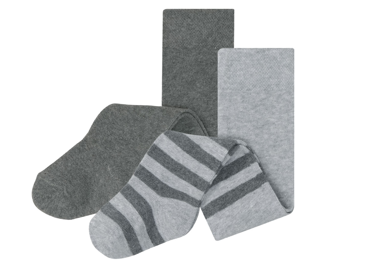lupilu Rajstopy niemowlęce dla chłopca z bawełną organiczną, 2 pary 62/68, Paski/szary