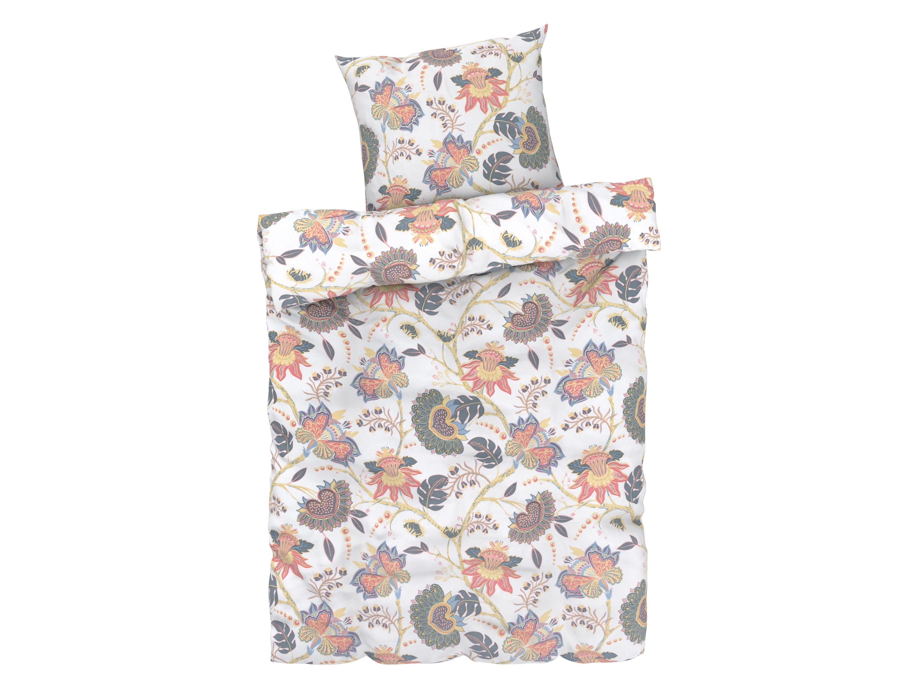 Livarno home Pościel z mikrowłókna satynowego, 140 x 200 cm Kwiaty/ biały