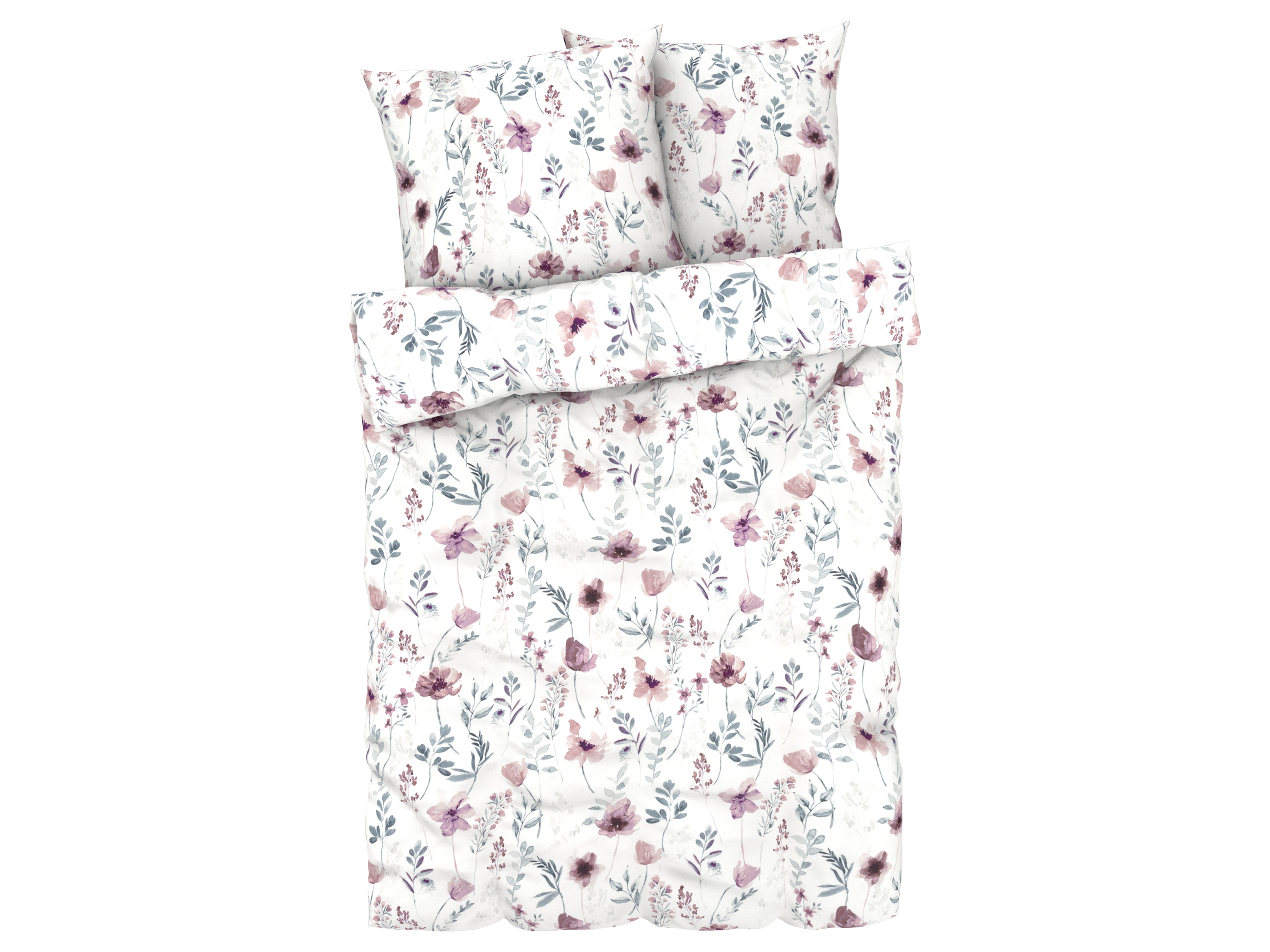 Livarno home Pościel satynowa z mikrowłókna, 160 x 200 cm Kwiaty/ biały