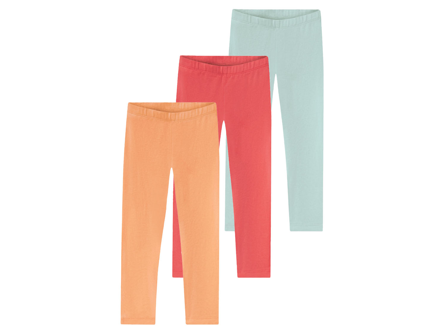 lupilu Legginsy dziewczęce z bawełną, 3 pary Brzoskwiniowy/ jasnoniebieski/ koralowy, 86/92