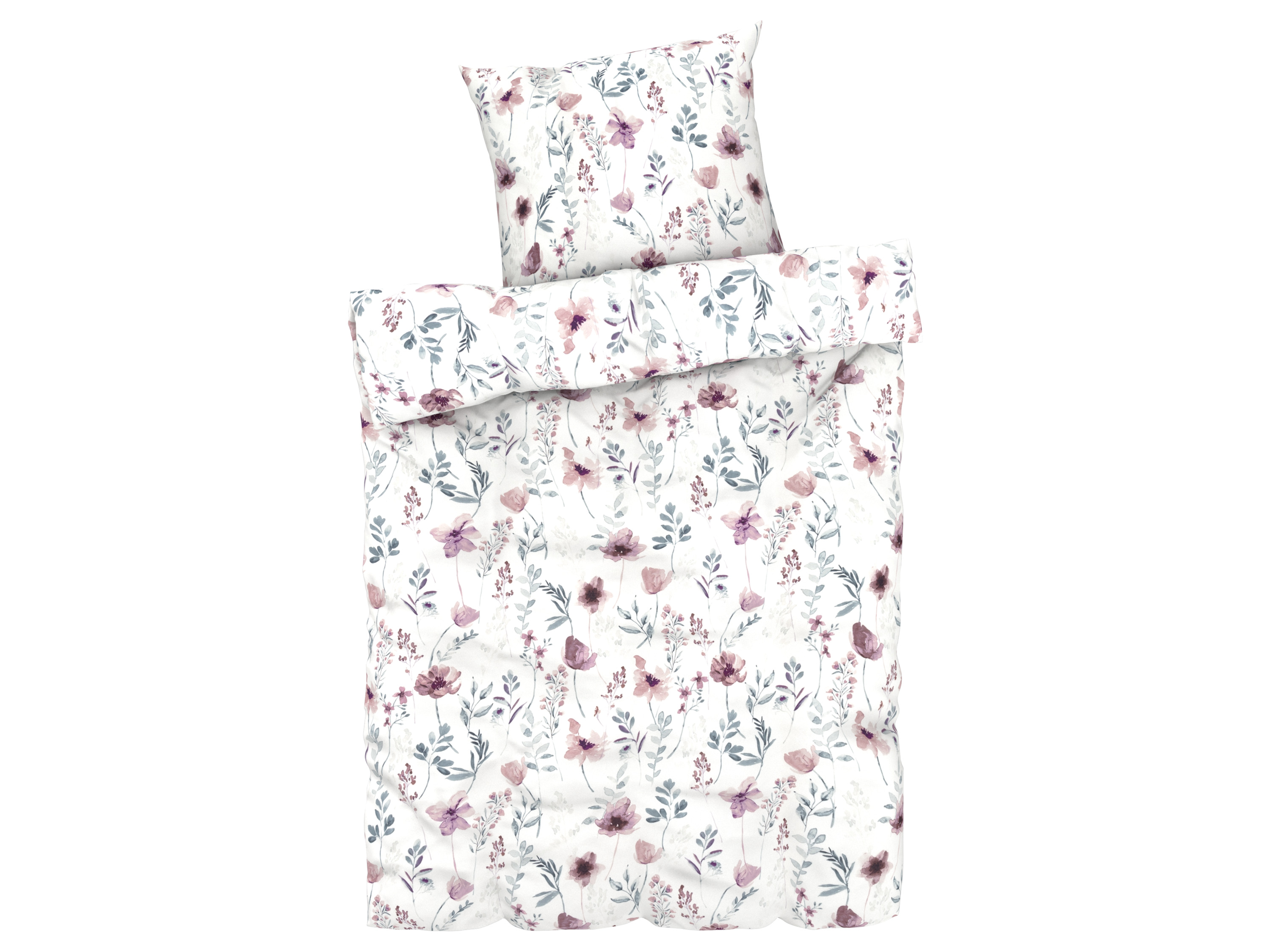 Livarno home Pościel satynowa z mikrowłókna, 140 x 200 cm Kwiaty/ biały