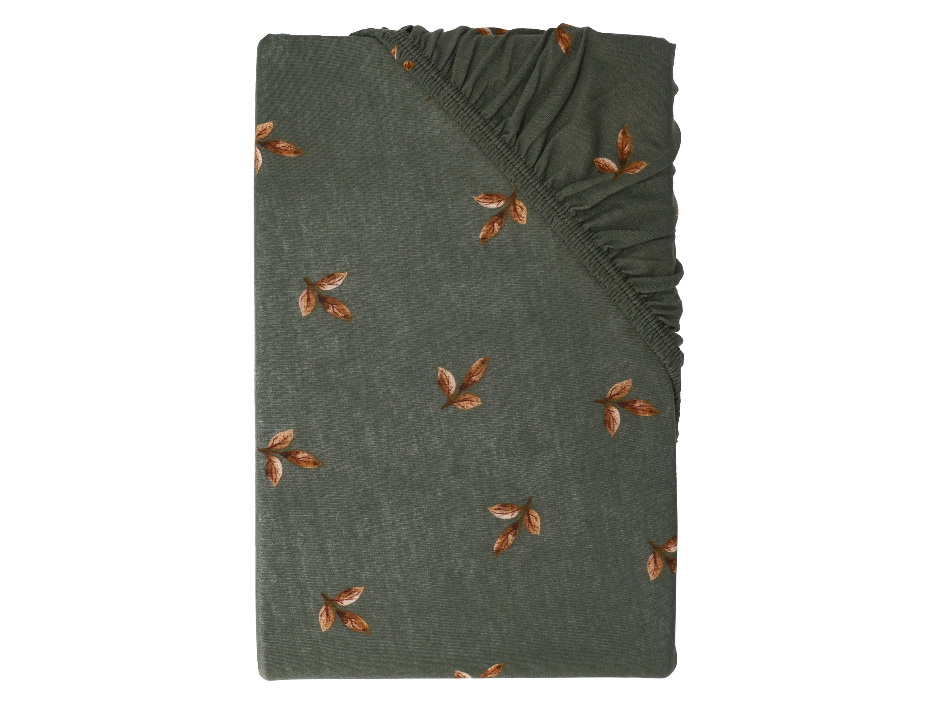 Livarno home Prześcieradło z gumką, 140-160 x 200 cm Liście/zielony