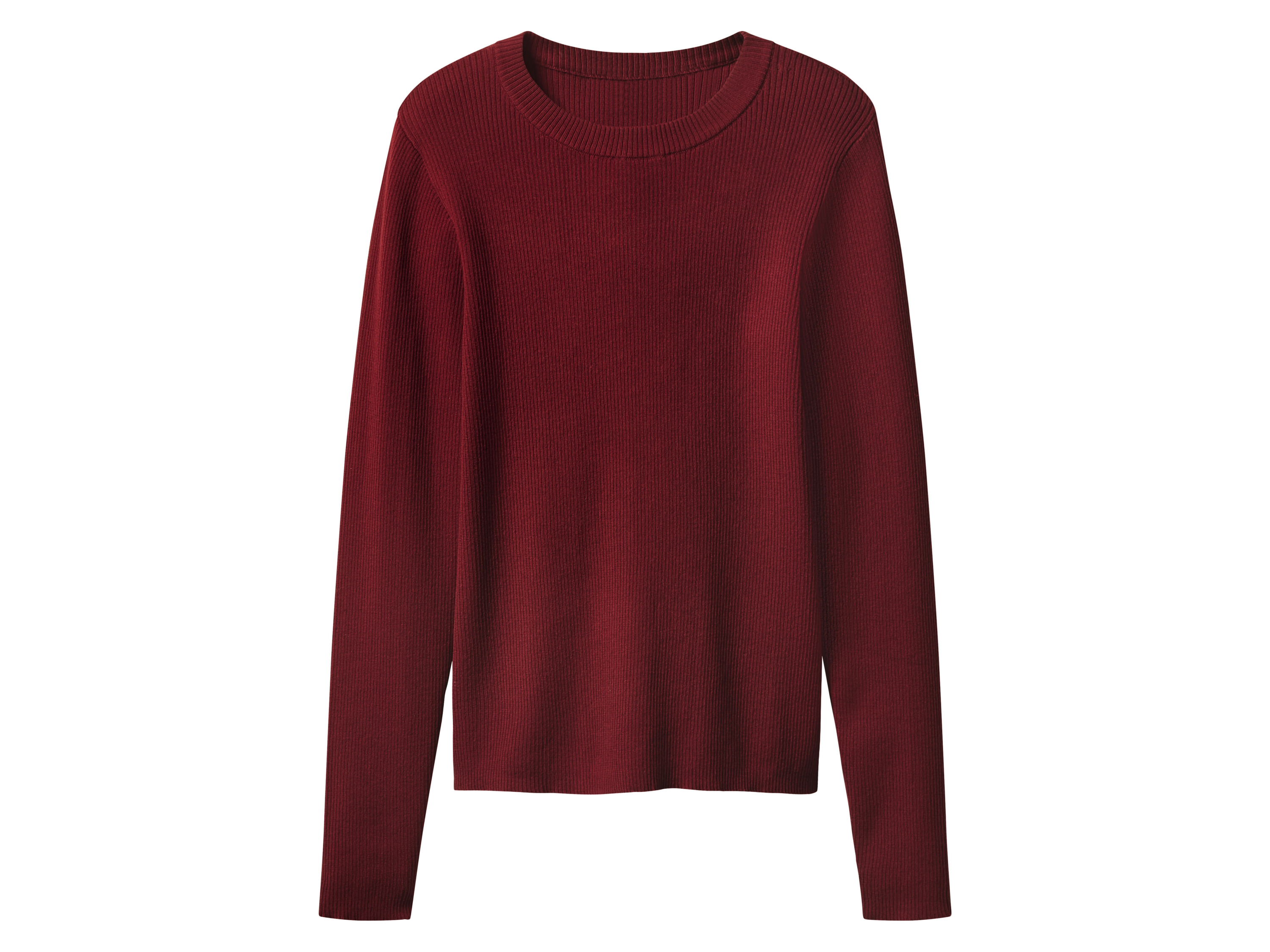 esmara Sweter prążkowany damski z bawełną Bordowy, S 36-38