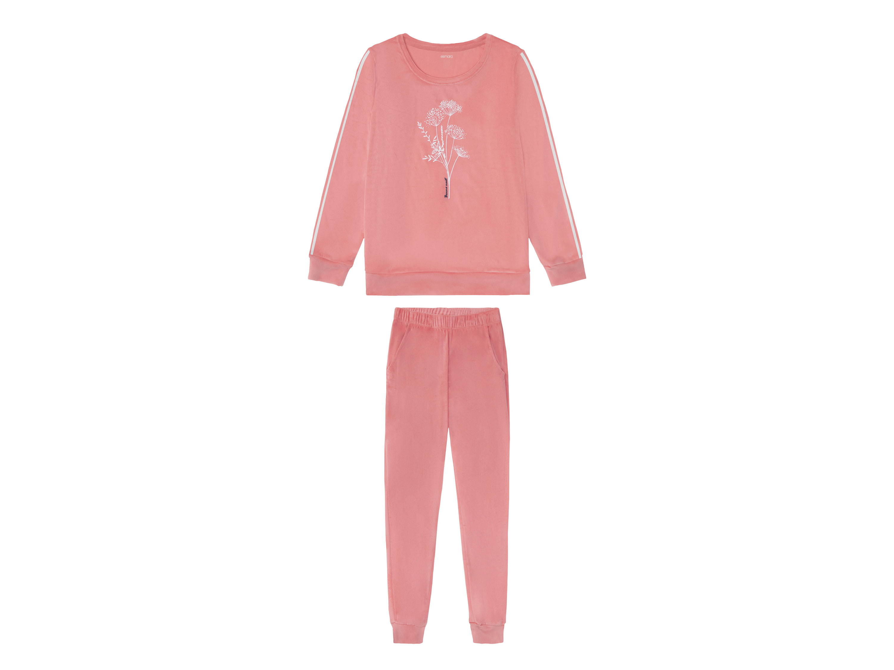 esmara Piżama damska z weluru koszulka + spodnie Różowy, M40/42