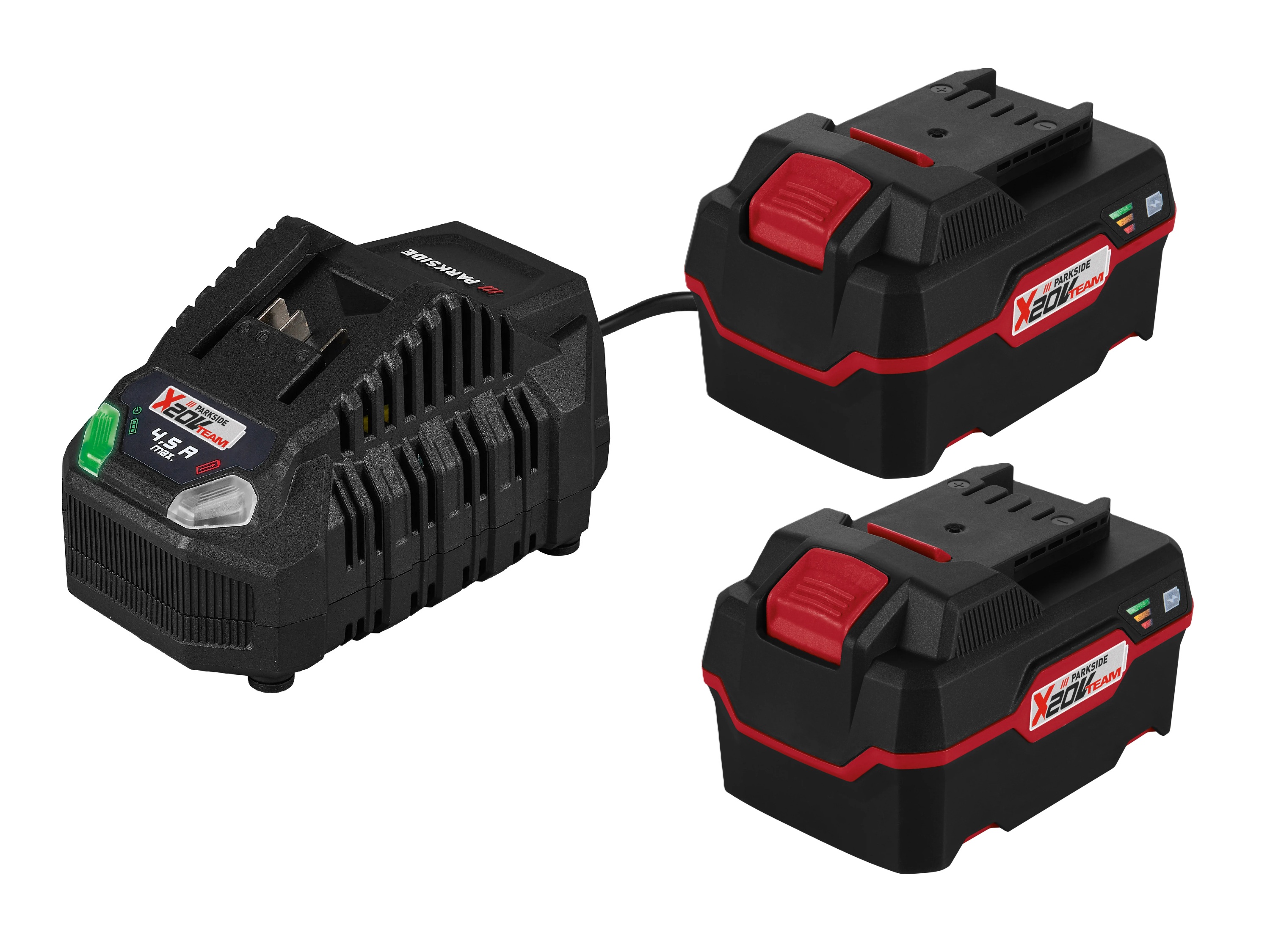 Parkside Zestaw 2 akumulatorów, 4 Ah, 20 V z ładowarką, 4,5 A