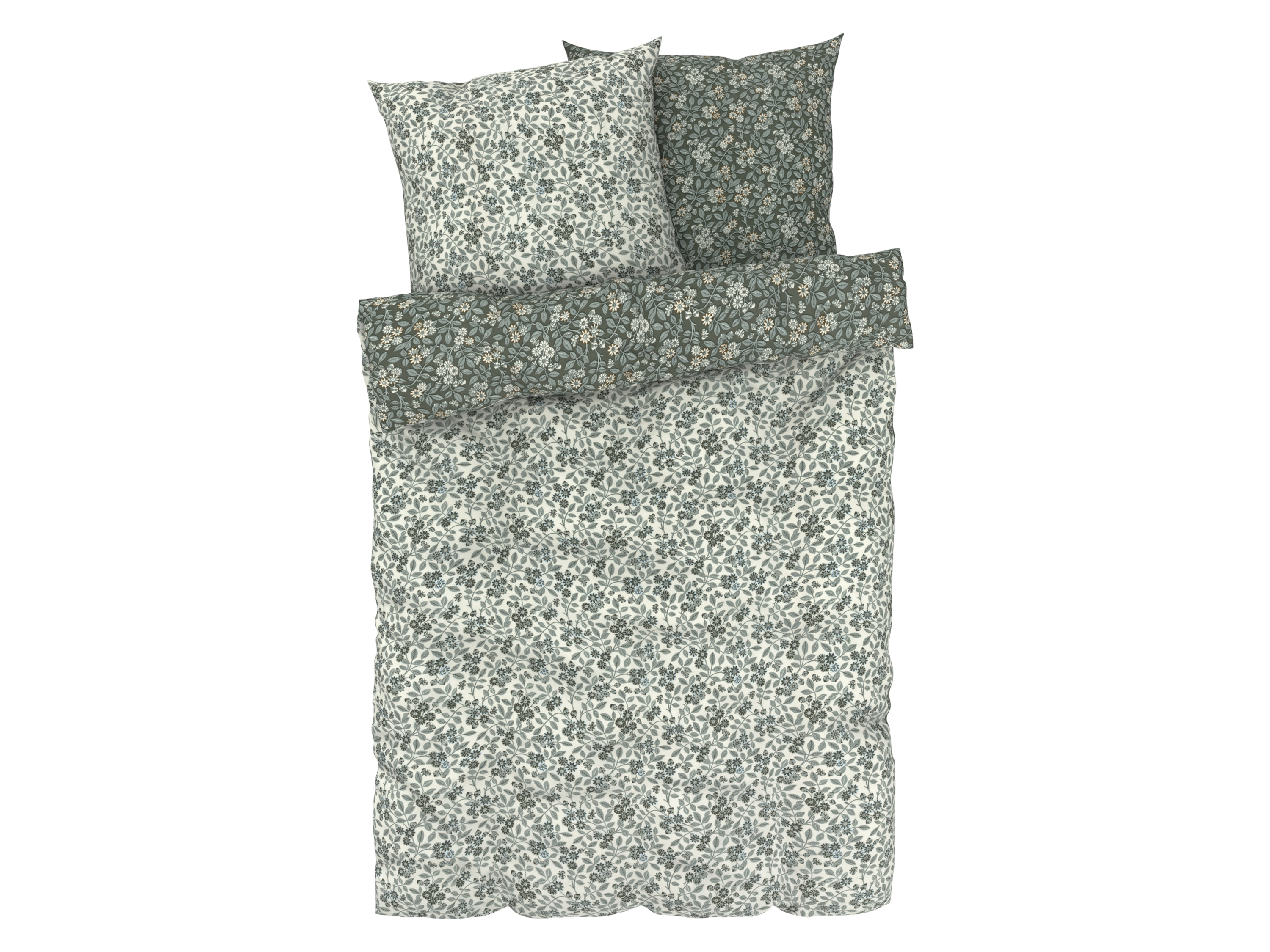 Livarno home Pościel z mikrowłókna satynowego, 160 x 200 cm Kwiaty/zielony/biały