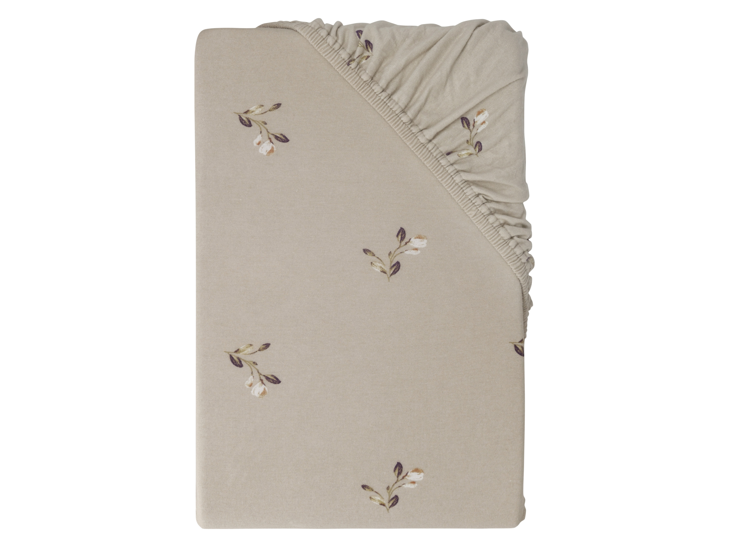 Livarno home Prześcieradło z gumką, 140-160 x 200 cm Kwiaty/beżowy