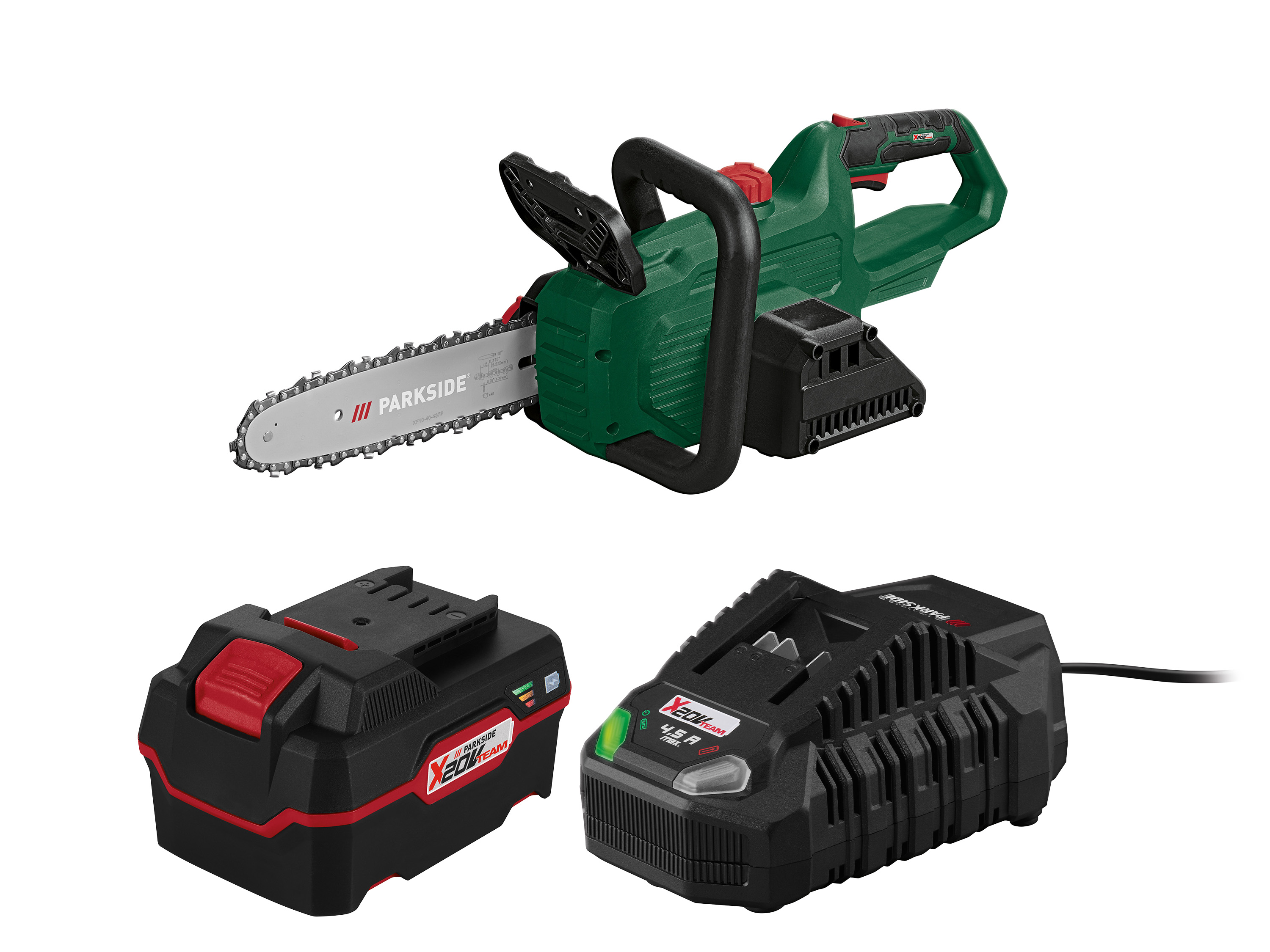 Parkside Akumulatorowa piła łańcuchowa 20 V z akumulatorem 4 Ah i ładowarką