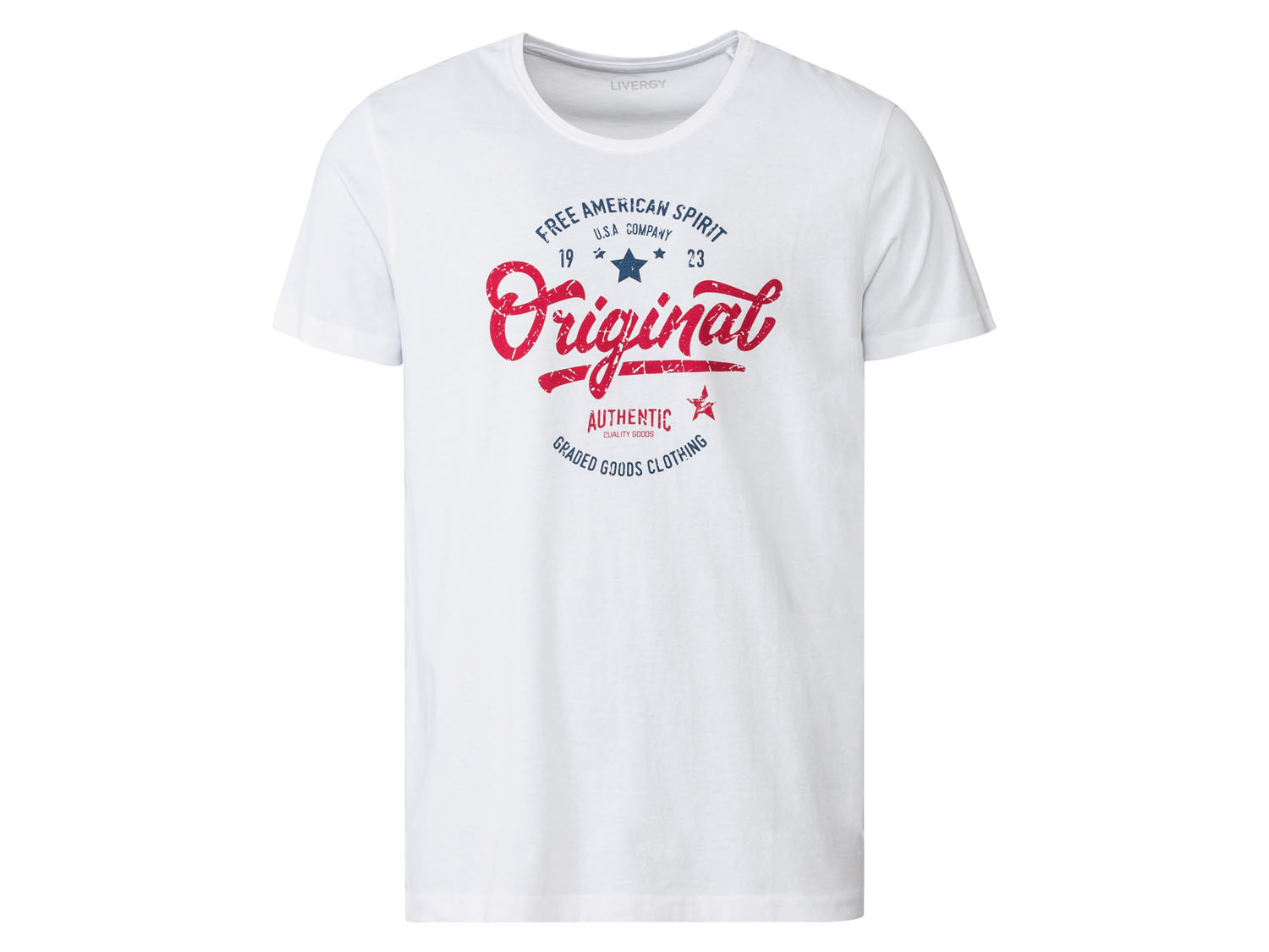 Livergy Koszulka męska z okrągłym dekoltem i nadrukiem M 48/50, Biały