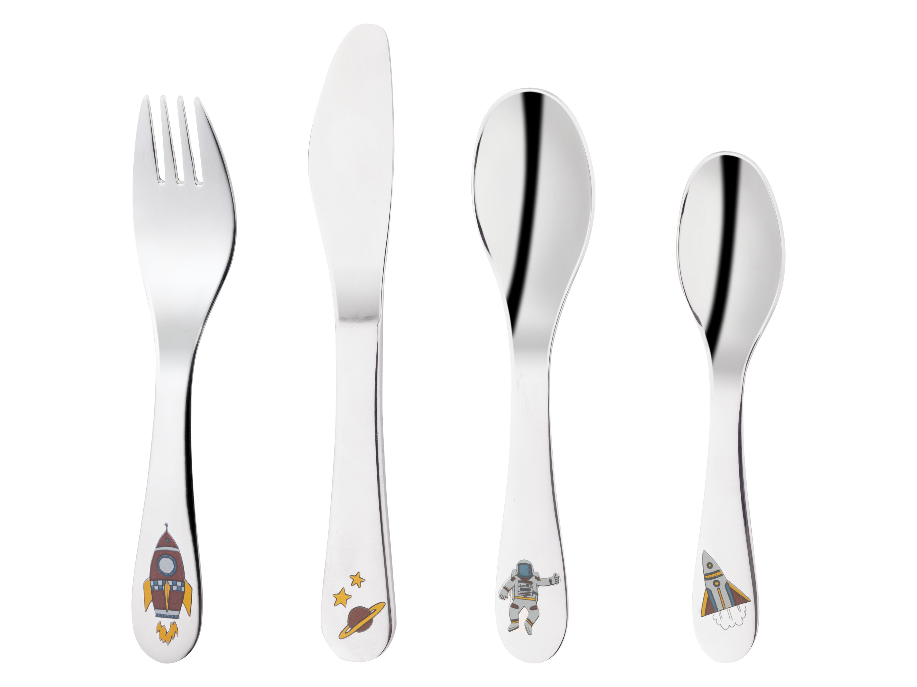 Livarno home Sztućce dla dzieci z postaciami z bajek, 4 sztuki Astronauta