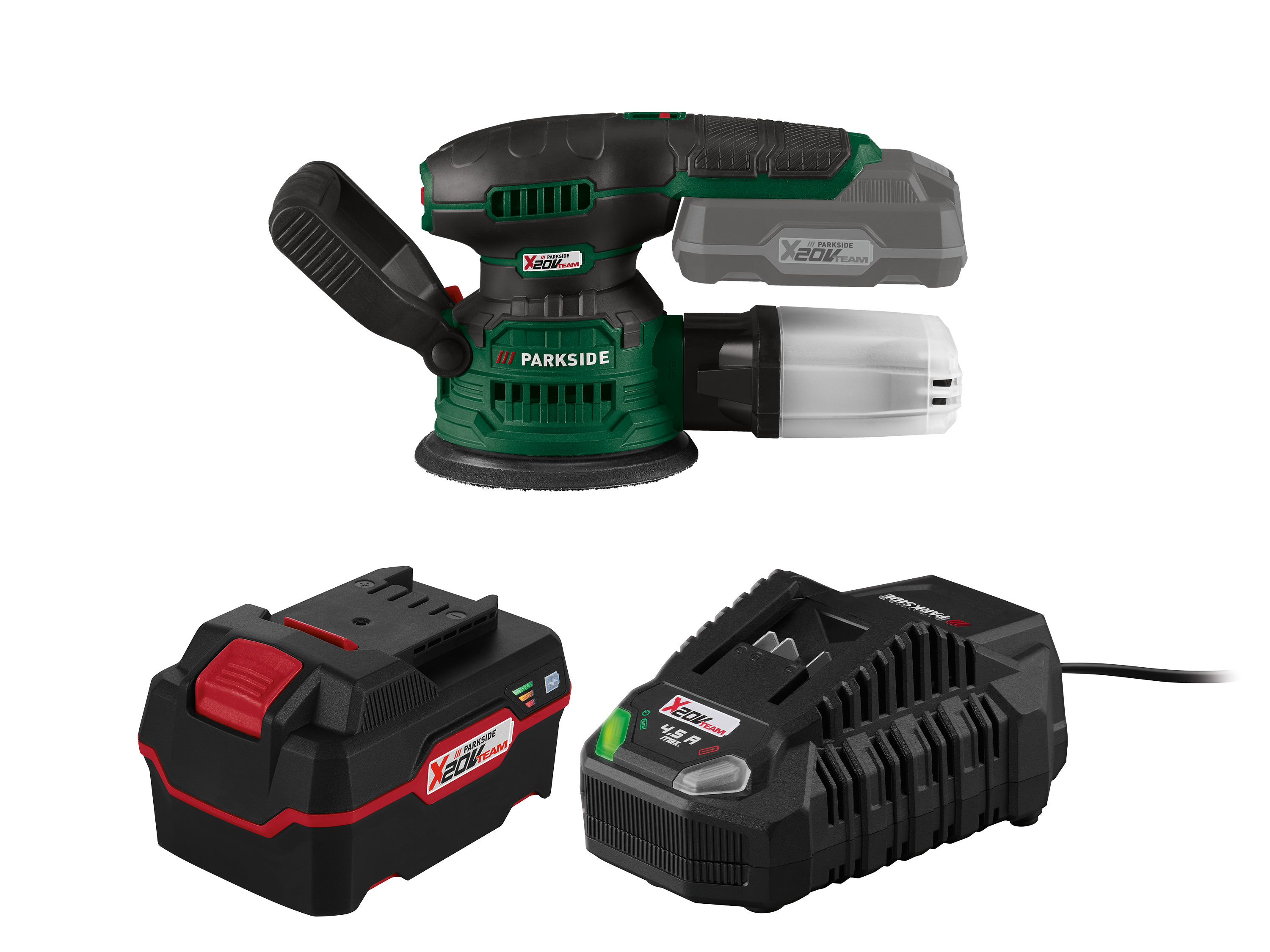 Parkside Zestaw Akumulatorowa szlifierka mimośrodowa 20 V, Paexs 20-Li B2 z akumulatorem 4 Ah i ładowarką 4,5 A