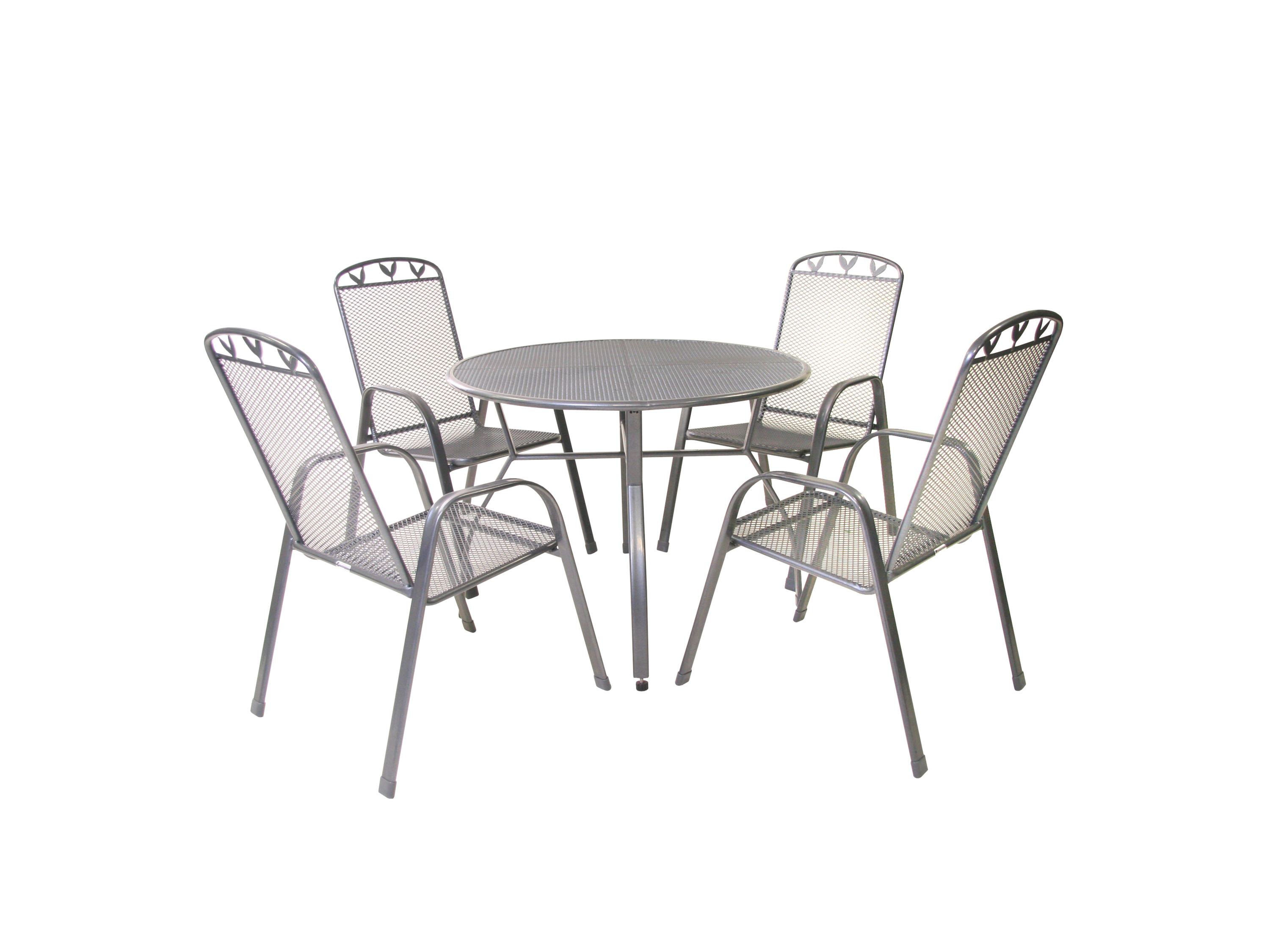 Greemotion Zestaw mebli ogrodowych »Toulouse« Stół + 4 krzesła sztaplowane, Ø100 x 74 cm