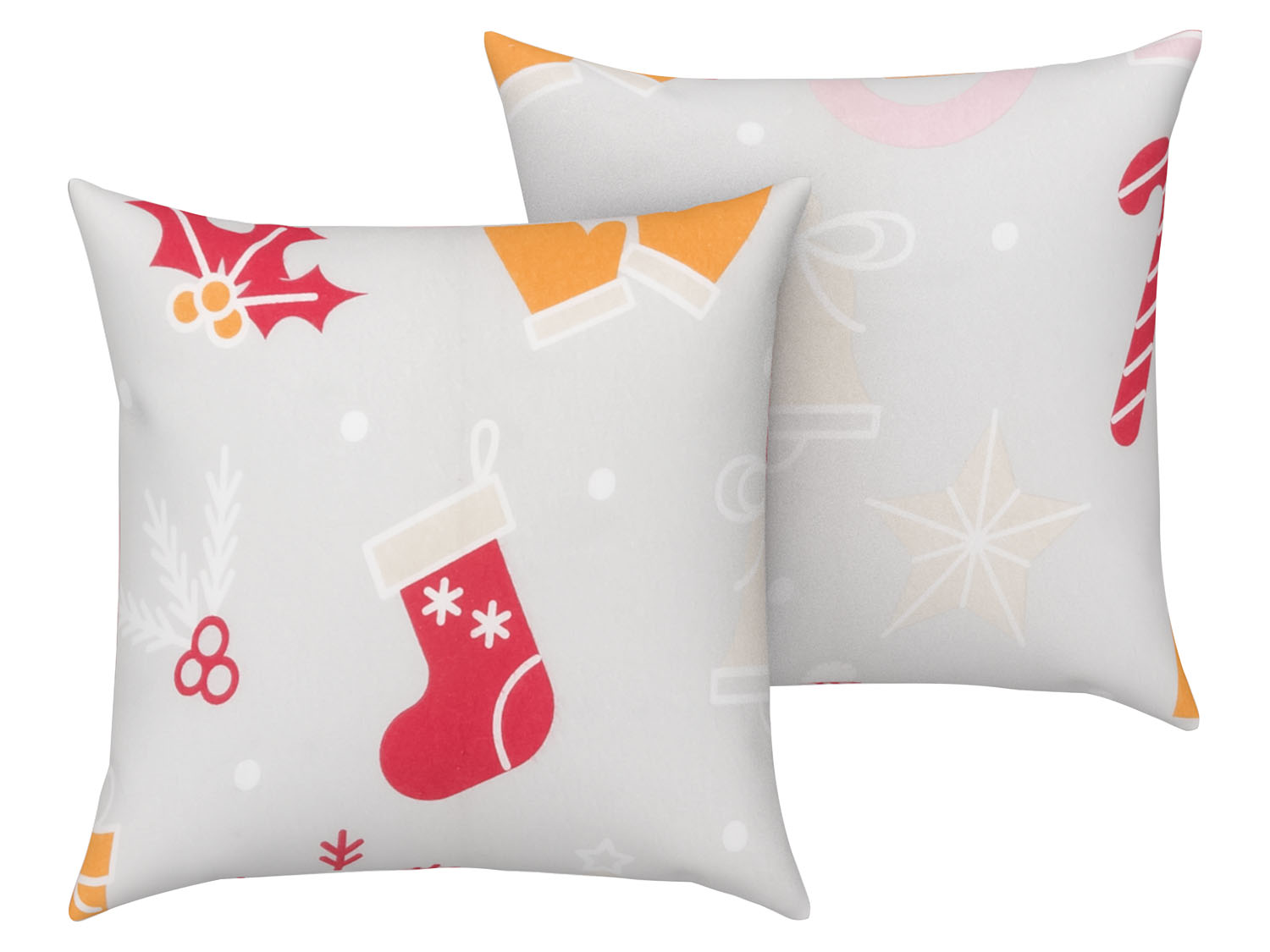 Livarno home Poszewki flanelowe na poduszki 40 x 40 cm, 2 sztuki Wzorzysty/szary