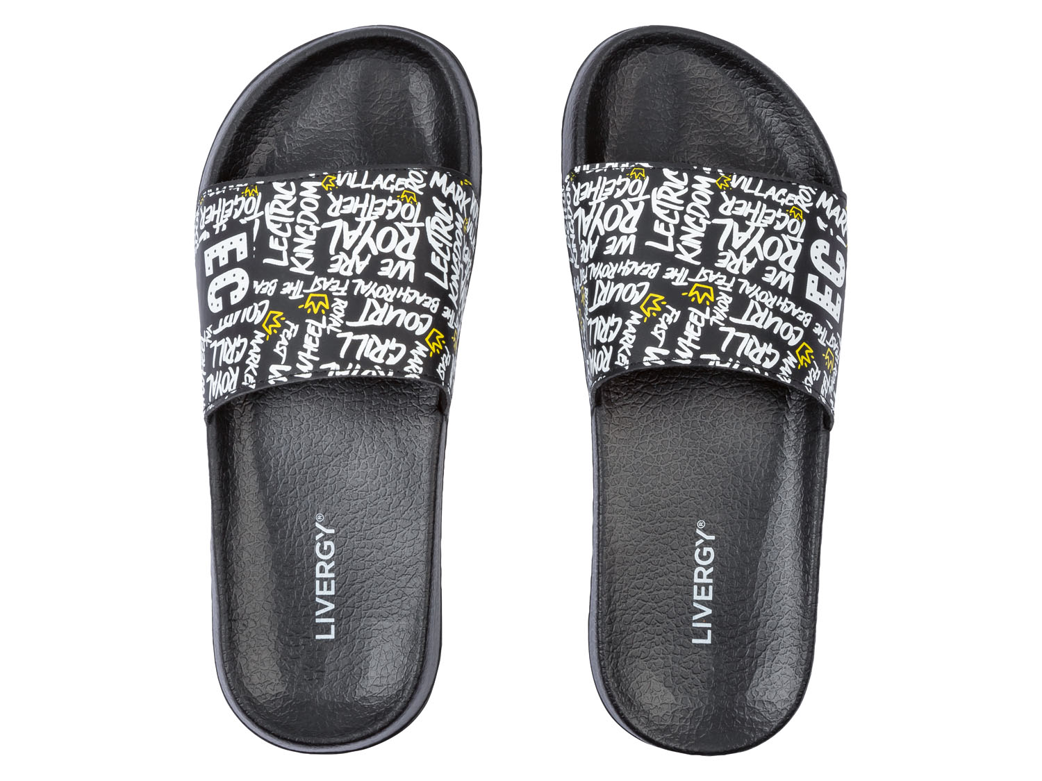 Livergy Klapki kąpielowe męskie ze wzorem Electric Castle Czarny / biały, 46