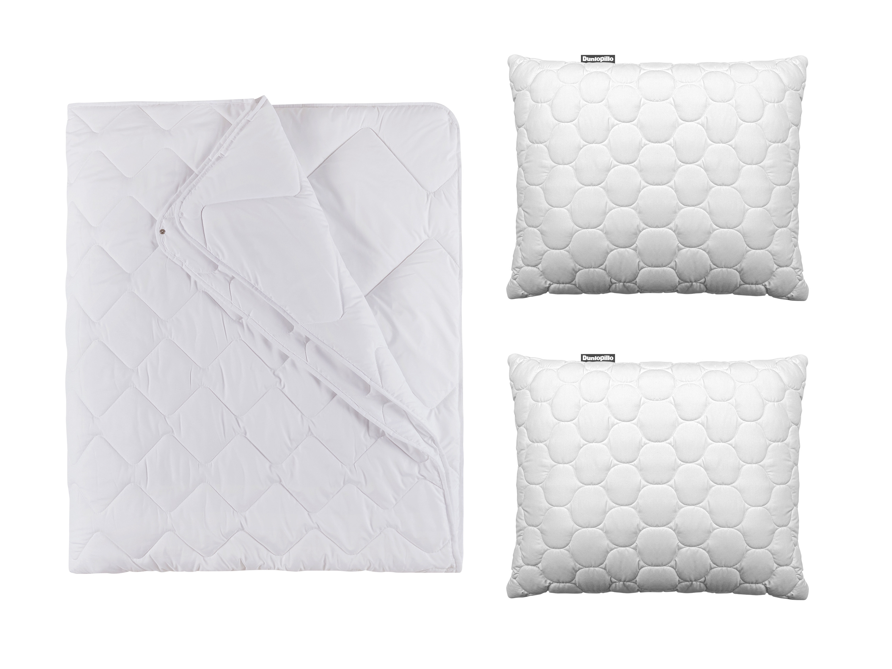 Dunlopillo Zestaw Dwuwarstwowa kołdra pikowana na 4 pory roku, 160 x 200 cm ​​​​​​​z 2 poduszkami, 80 x 70 cm