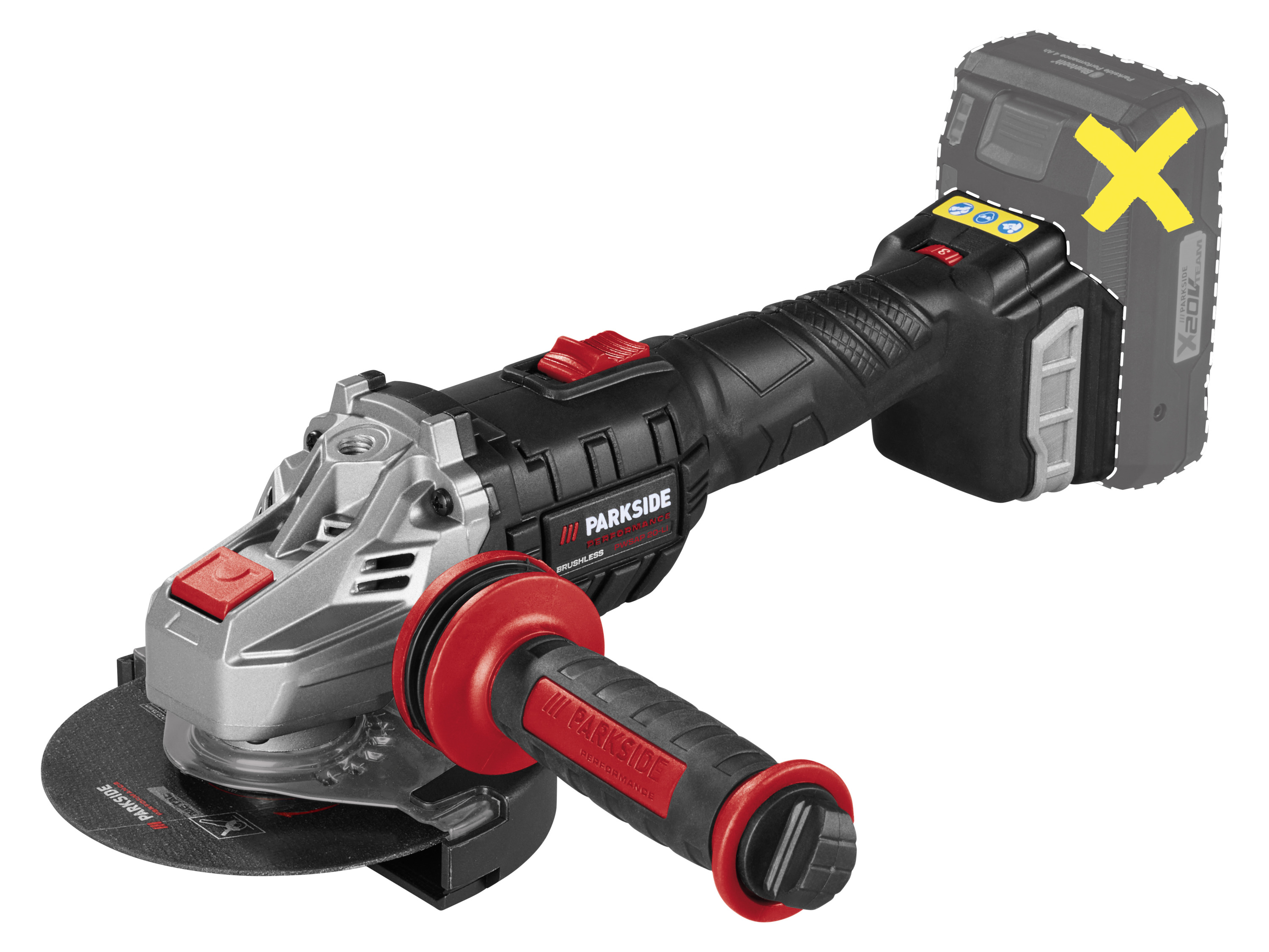 Parkside Performance Akumulatorowa szlifierka kątowa, 20 V, Pwsap 20-Li G7 bez akumulatora i ładowarki