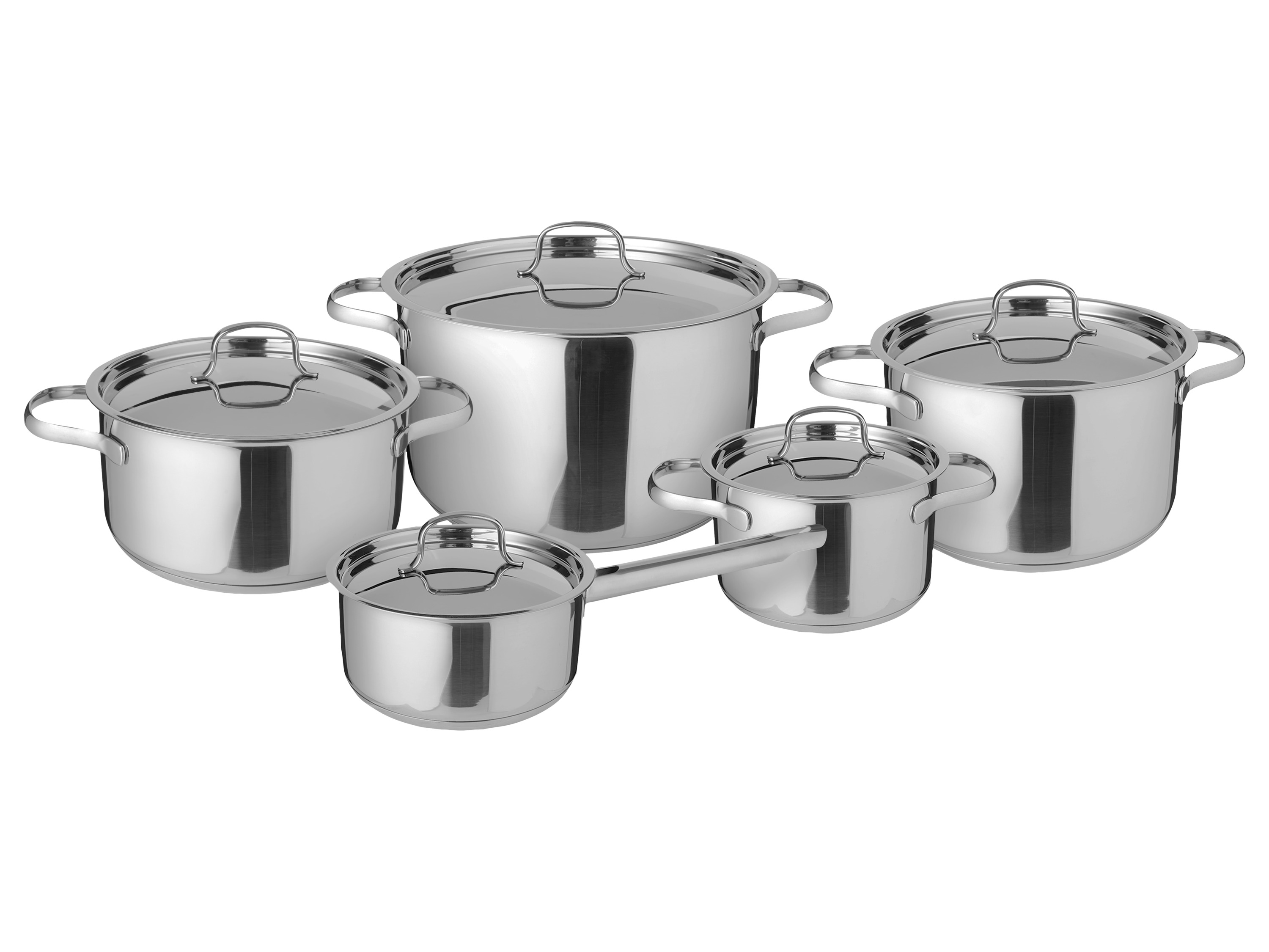 Livarno home Zestaw garnków ze stali szlachetnej, 10 elementów Pokrywka ze stali szlachetnej
