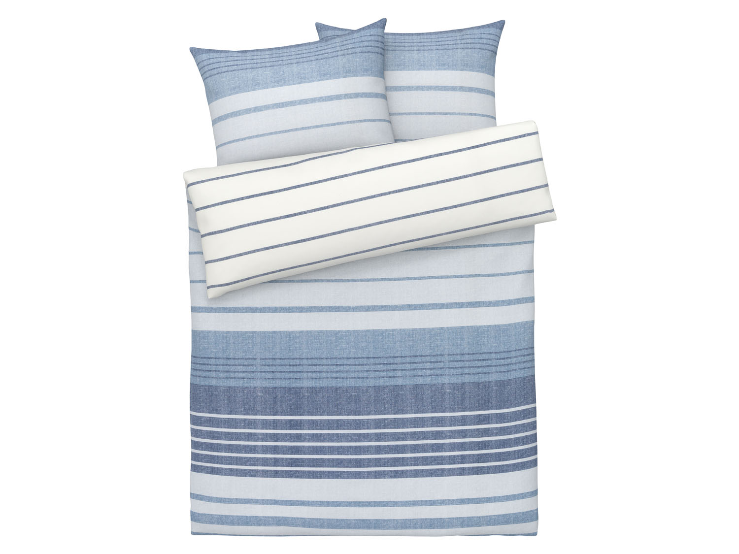 Livarno home Pościel flanelowa 160 x 200 cm Paski/niebieski