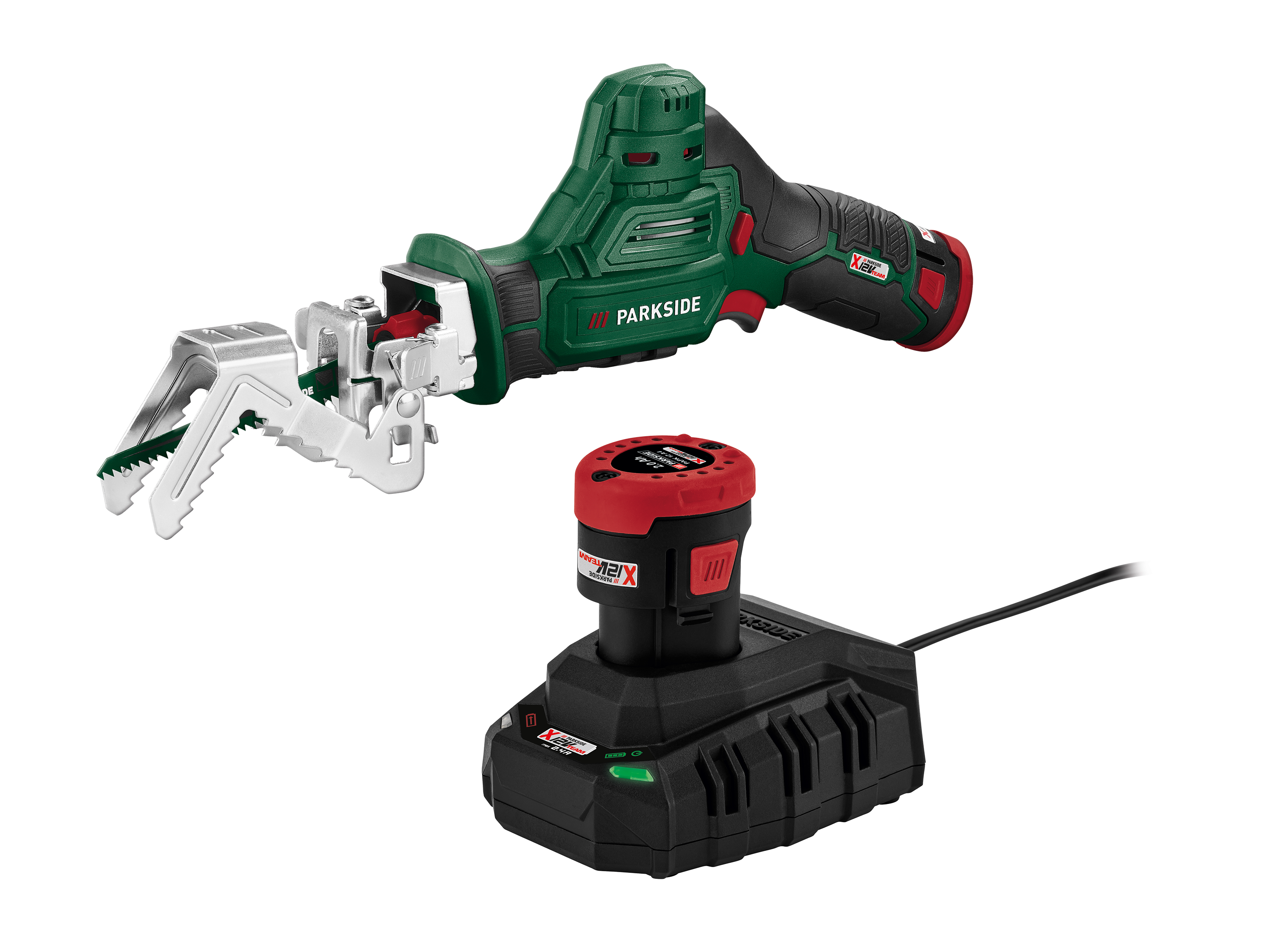 Parkside Zestaw Akumulatorowa piła do gałęzi, 12 V, Paas 12 B2 z 2 akumulatorami 2 Ah i ładowarką