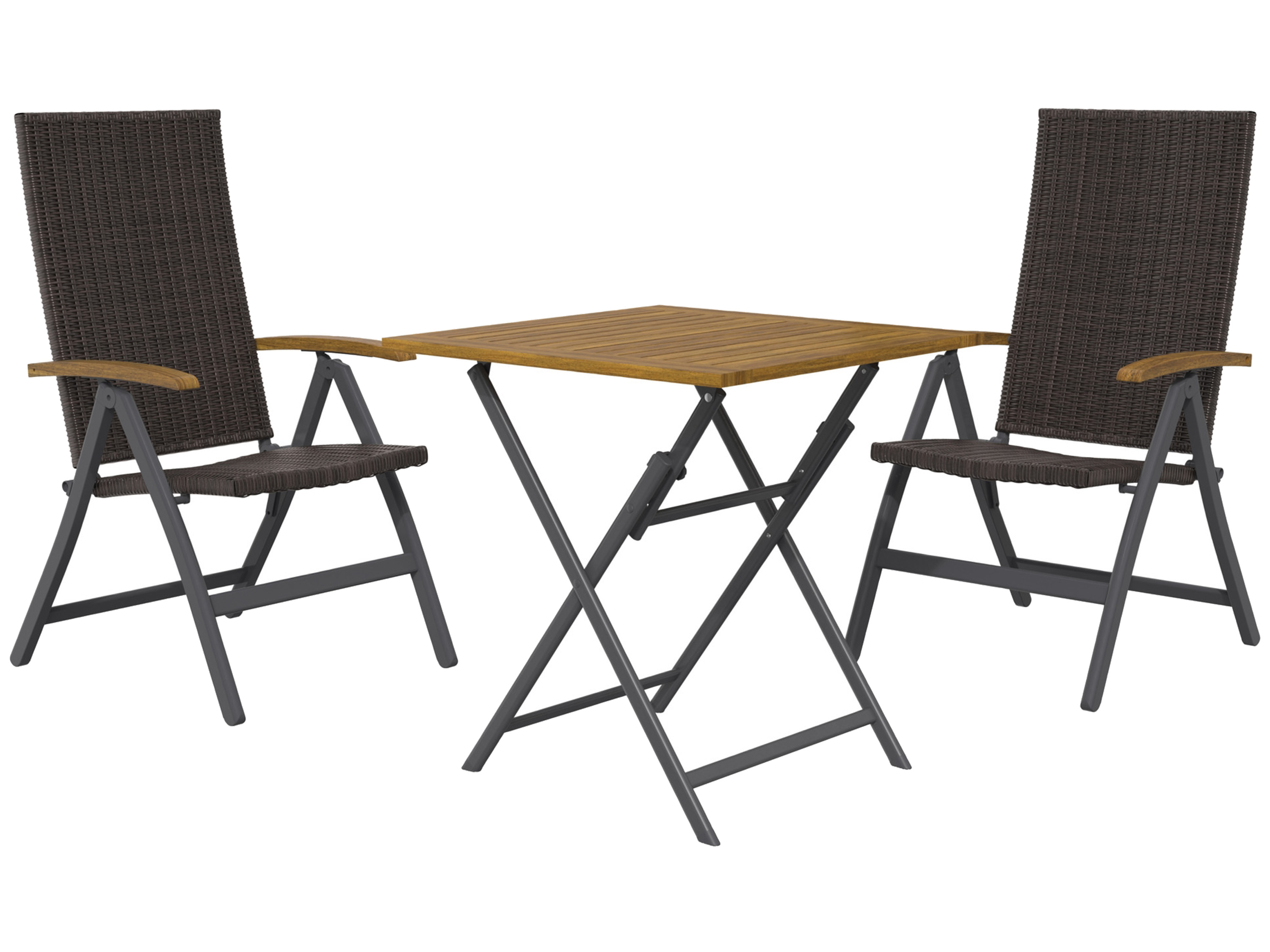 Livarno home Zestaw mebli ogrodowych Valencia, stolik składany i 2 fotele z plecionki