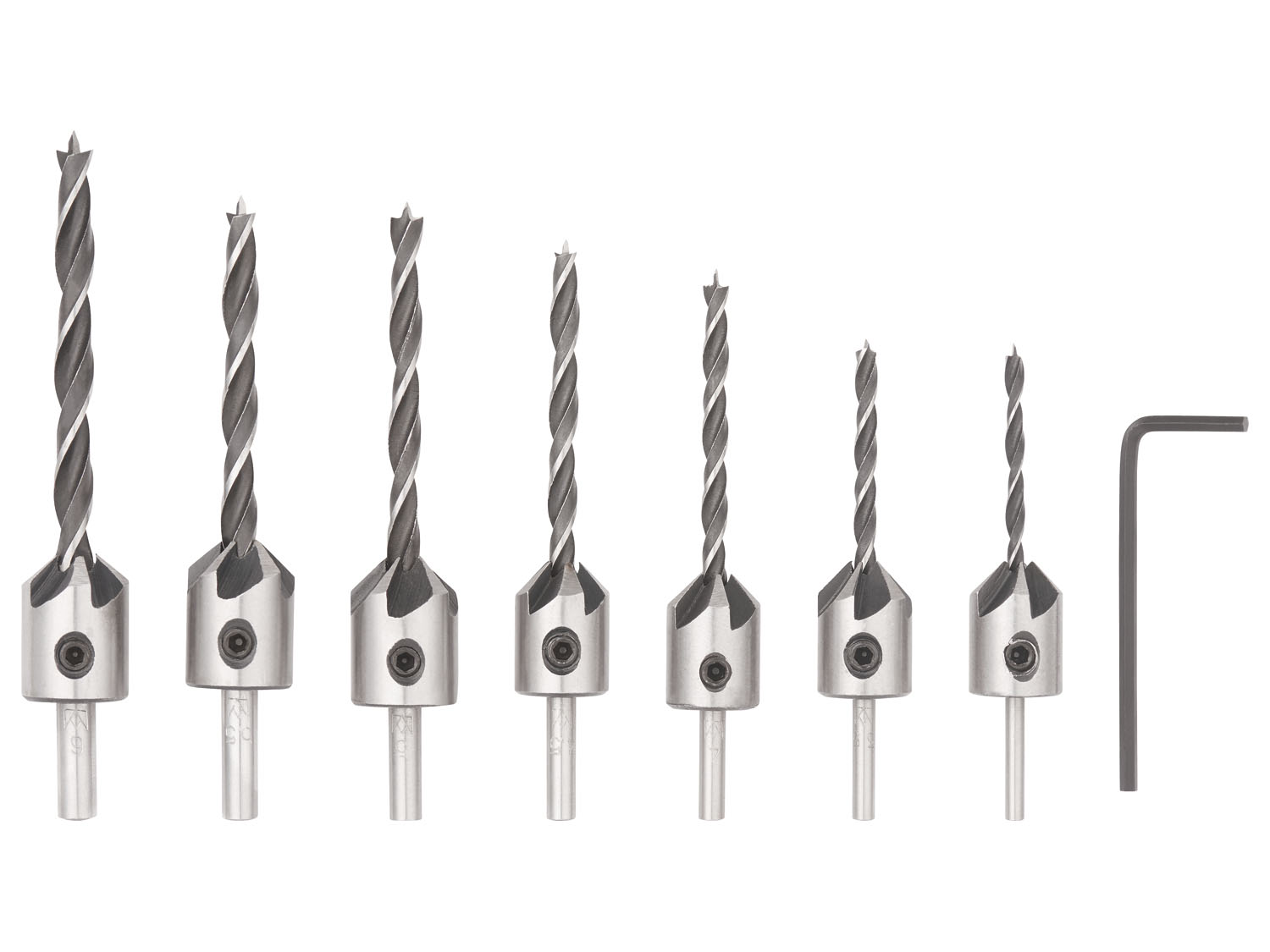 Parkside Zestaw wierteł specjalnych Wiertła do drewna z pogłębiaczem 8 szt.