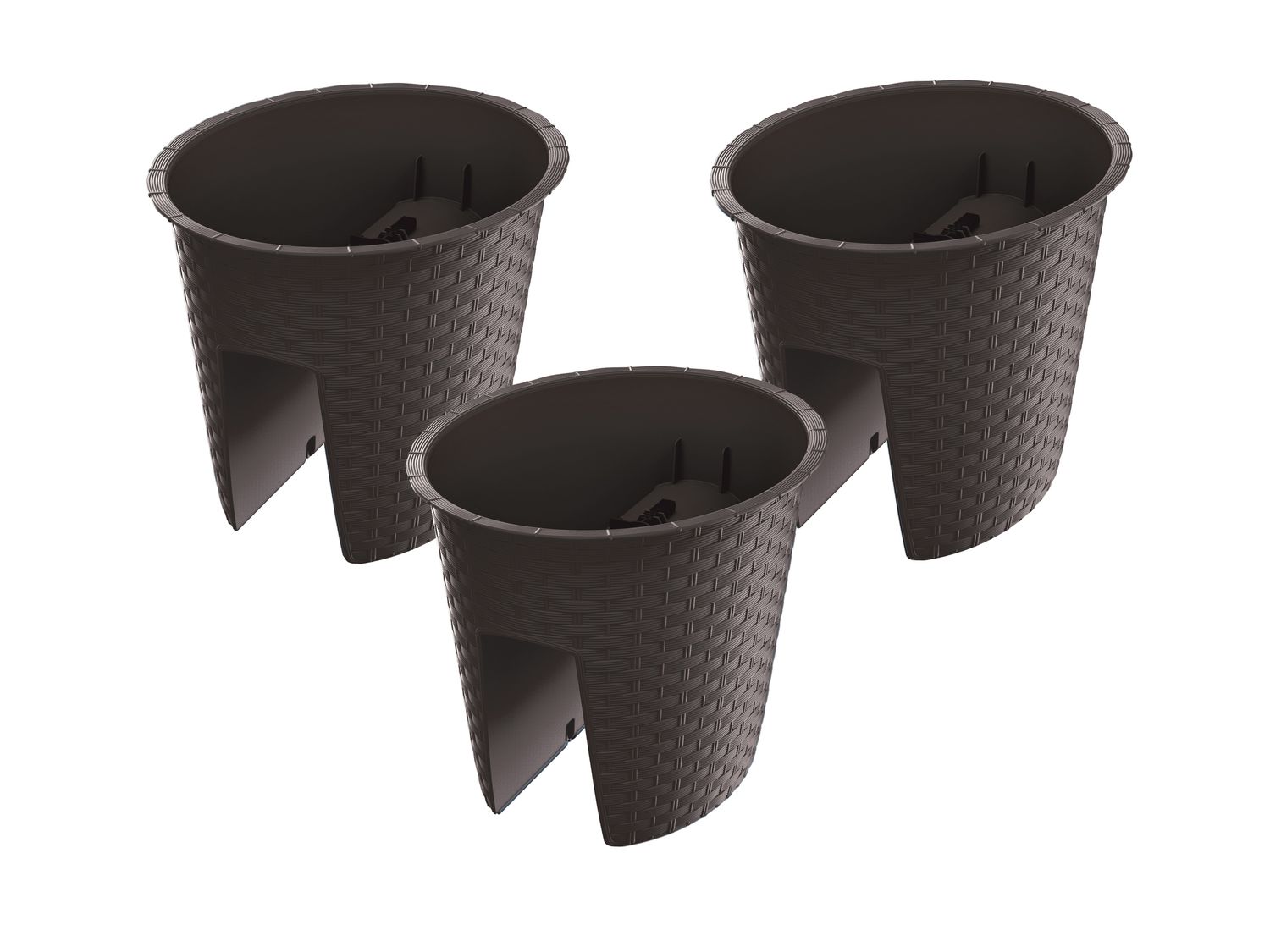 Prosperplast Donica balustradowa Ratolla Railing, 3 elementy Owalny, Brązowy, 298x242x225 mm