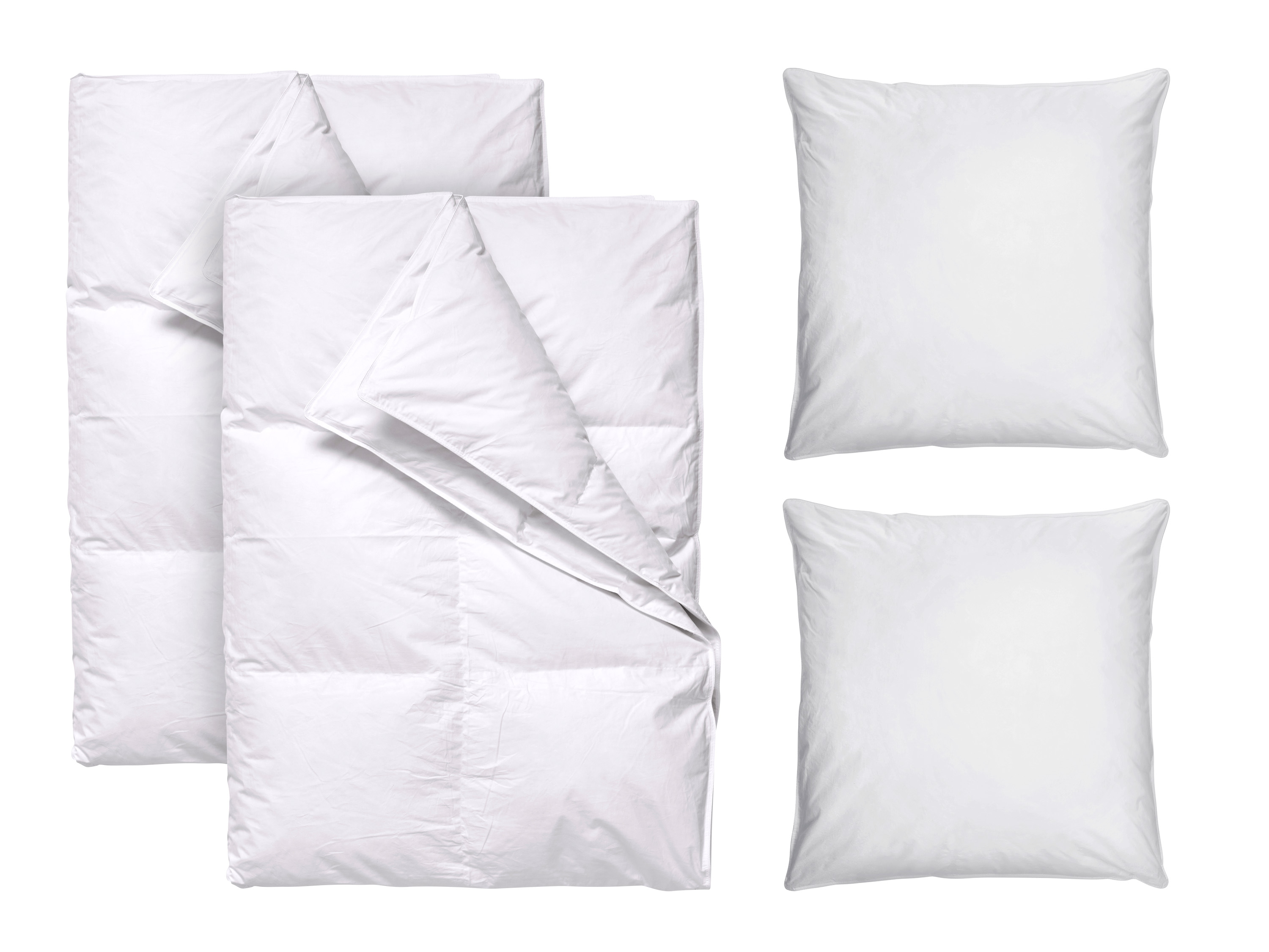 Livarno Zestaw 2 kołdry z pierza i puchu, 160 x 200 cm z 2 poduszkami z pierza i puchu, 80 x 70 cm