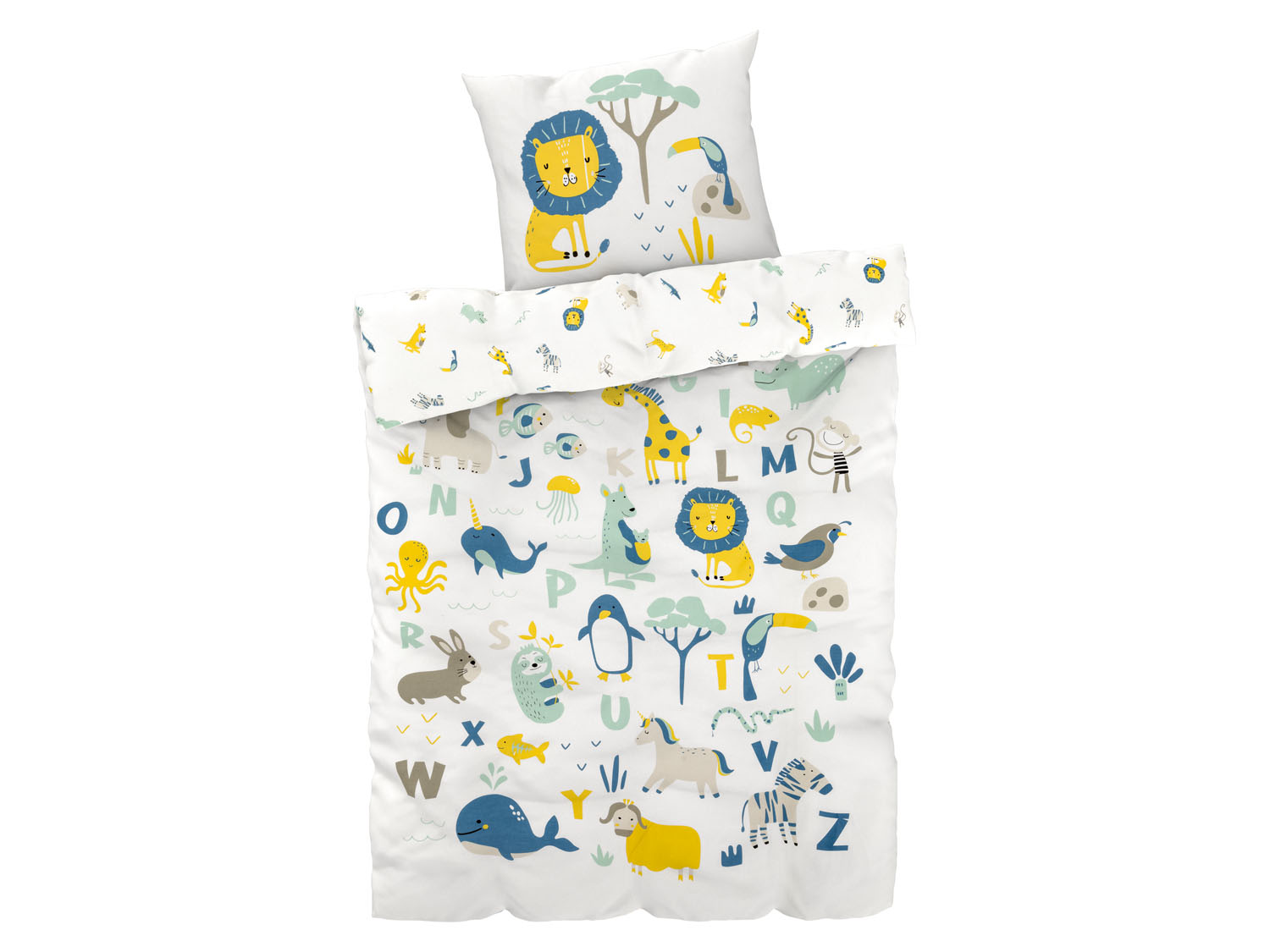 Livarno home Pościel dziecięca satynowa, 140 x 200 cm Biały zwierzęta