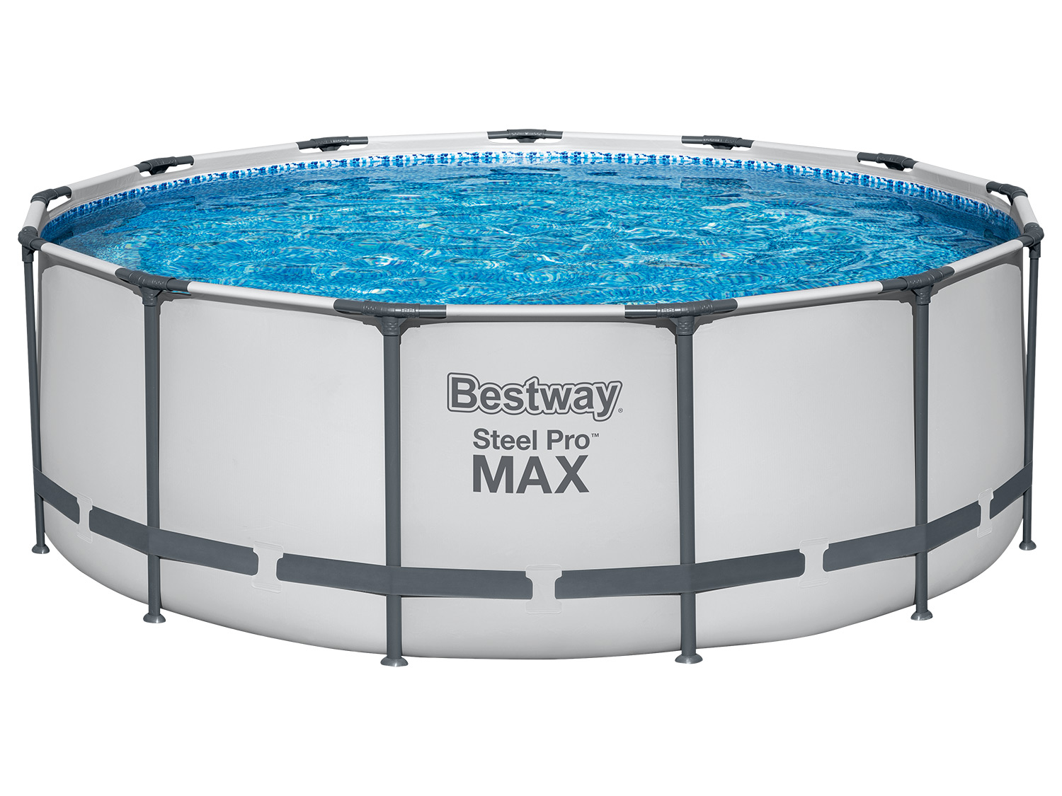 Bestway Basen stelażowy z pompą filtracyjną Steel Pro Max , Ø 396 x 122 cm, jasnoszary, okrągły