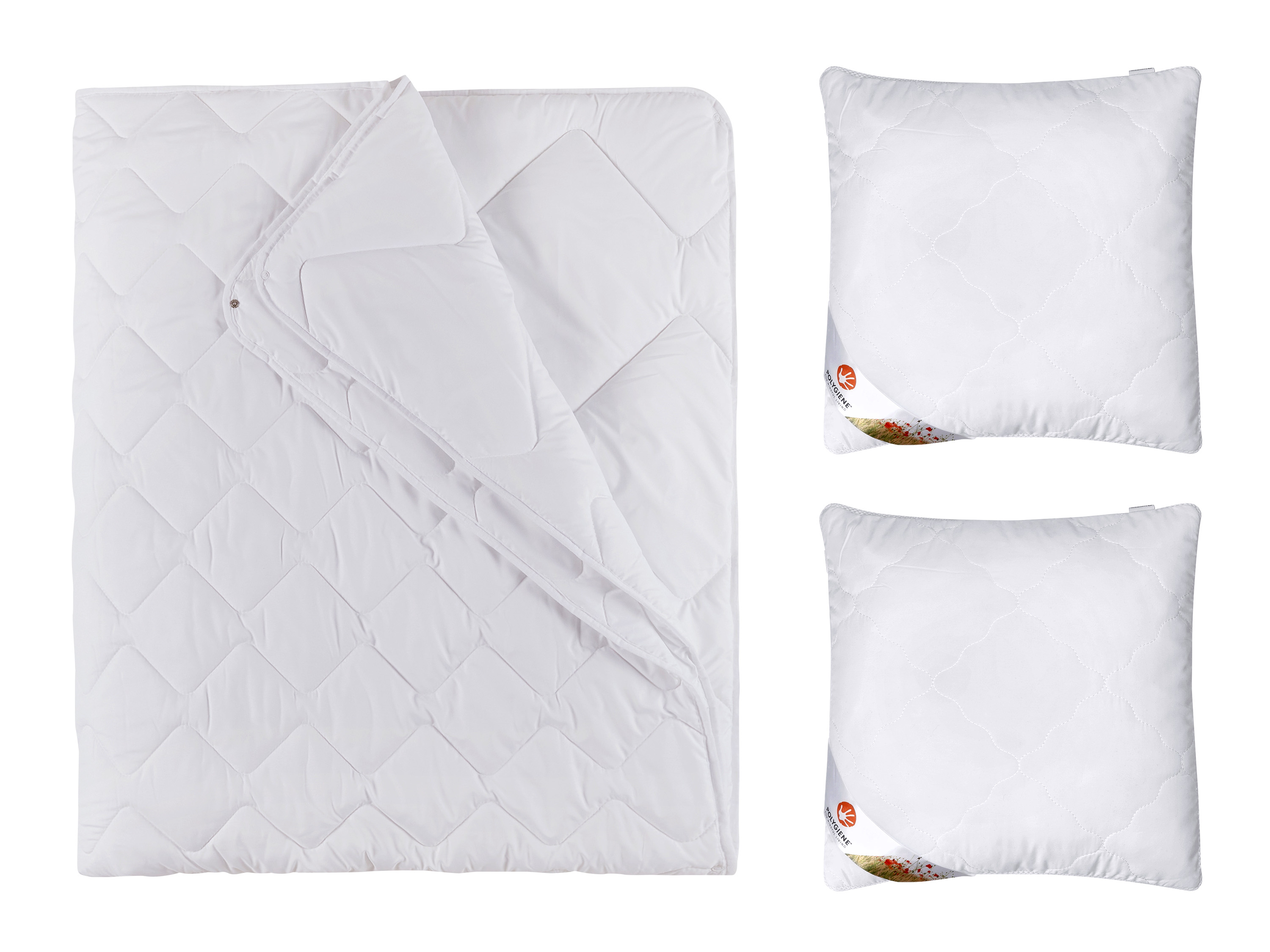 Livarno home Zestaw Dwuwarstwowa kołdra pikowana na 4 pory roku, 160 x 200 cm z 2 poduszkami Polygiene , 40 x 40 cm