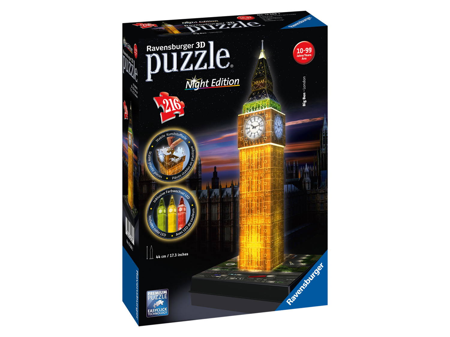 Ravensburger Puzzle 3D Led, 216 elementów Big Ben nocą