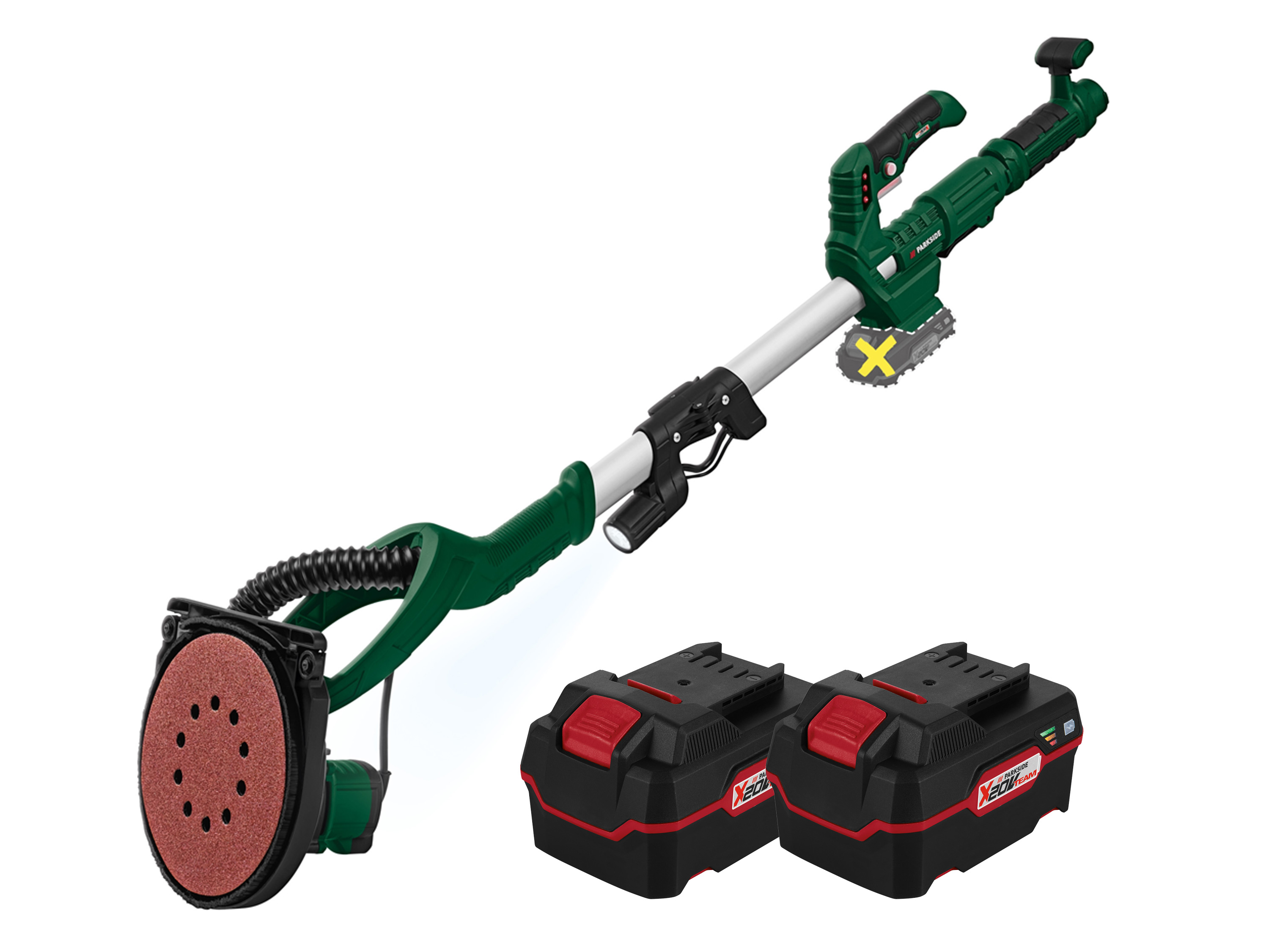 Parkside Zestaw Akumulatorowa szlifierka do ścian i sufitów 20 V z 2 akumulatorami 4 Ah