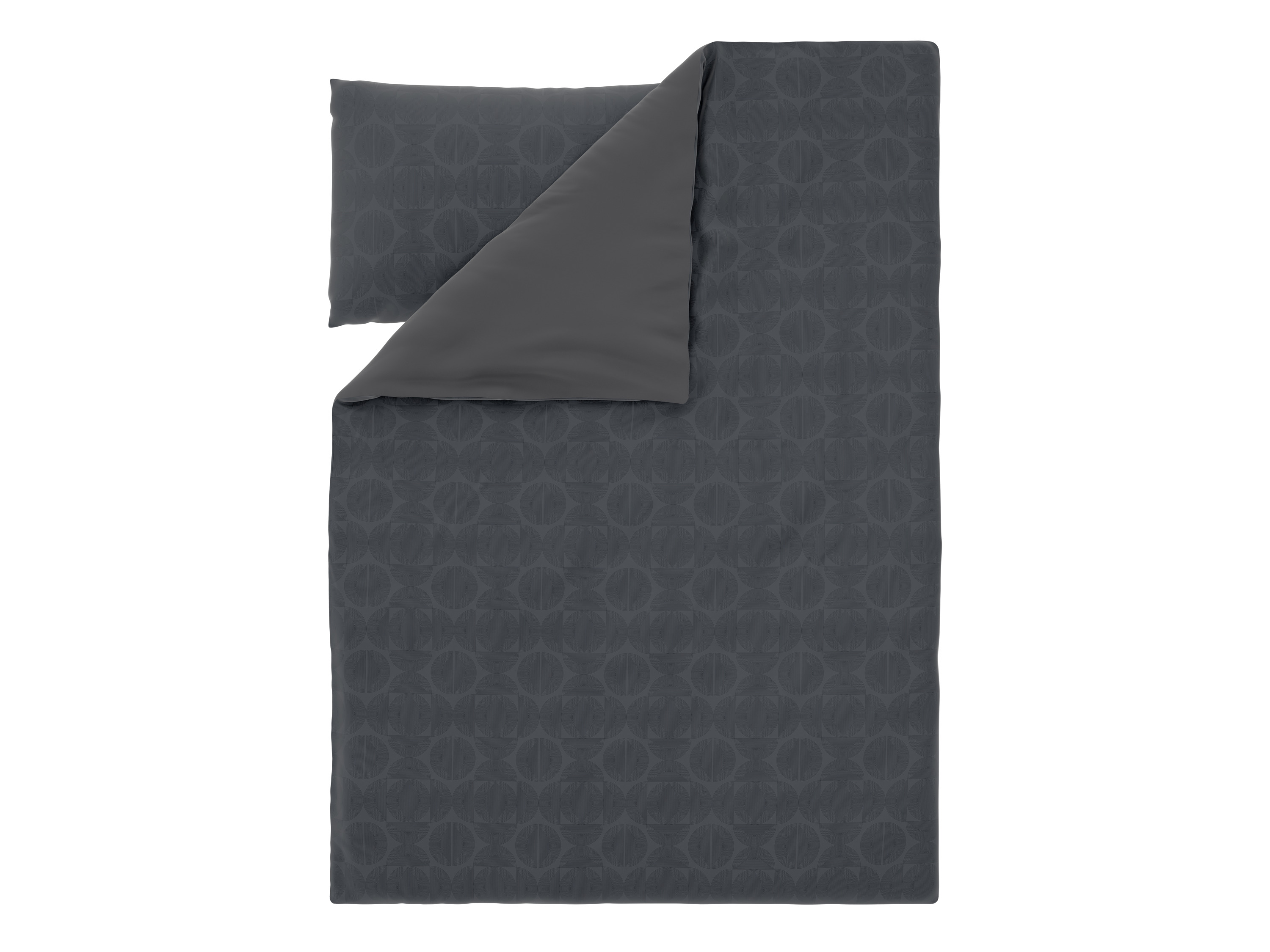 Livarno Pościel satynowa z mikrofibry, 140 x 200 cm Okręgi/antracytowy