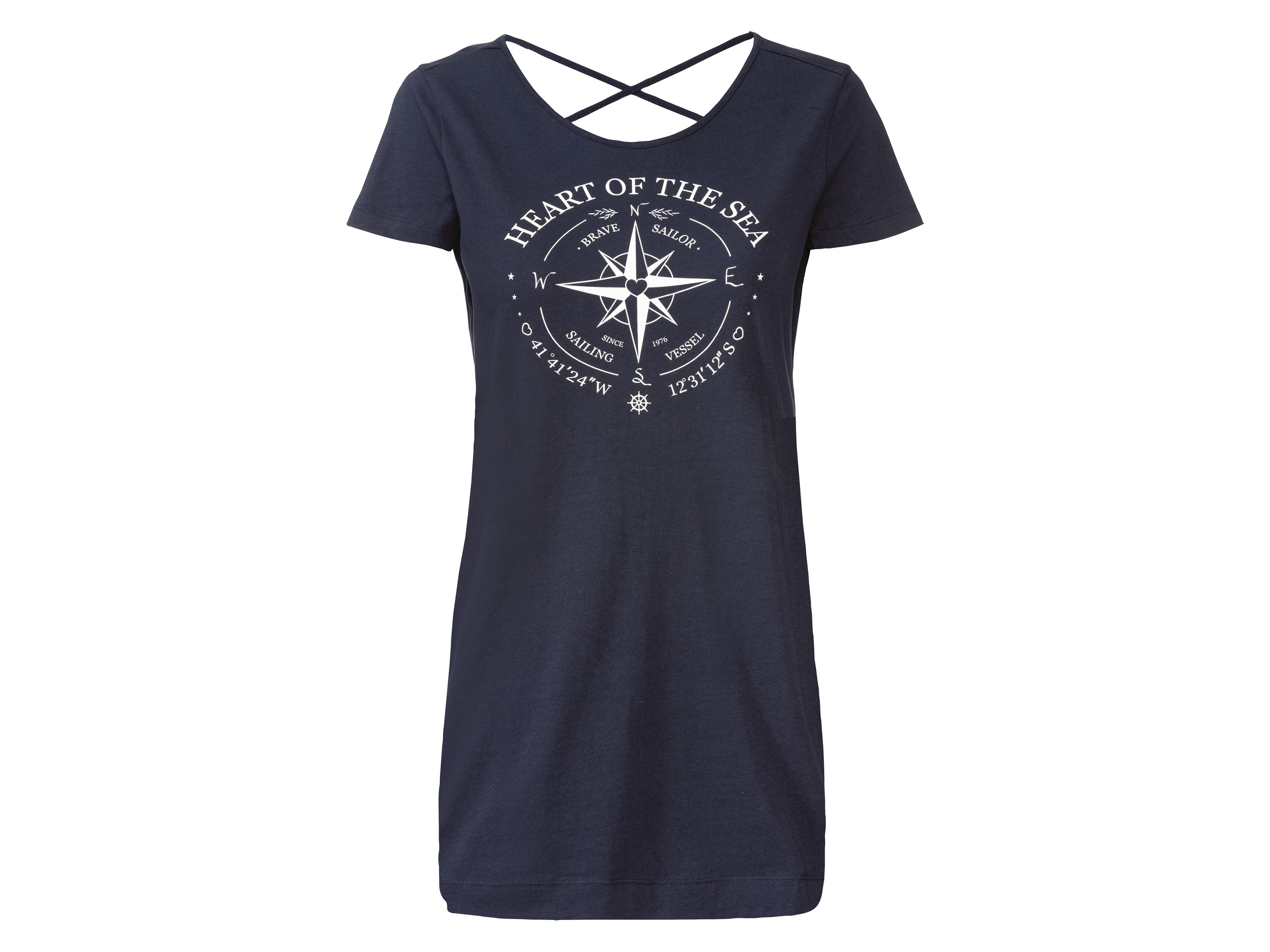 esmara Długa koszulka damska z czystej bawełny, lekko taliowana Granatowy, S36/38