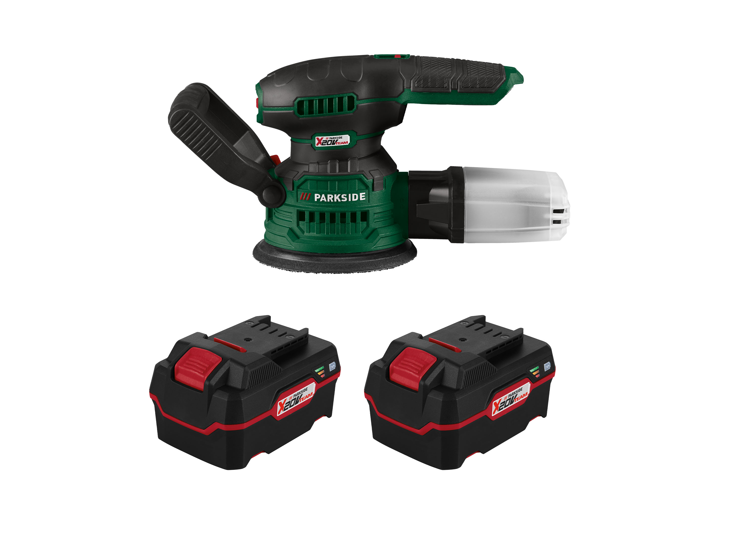 Parkside Zestaw Akumulatorowa szlifierka mimośrodowa 20 V z 2 akumulatorami, 4 Ah