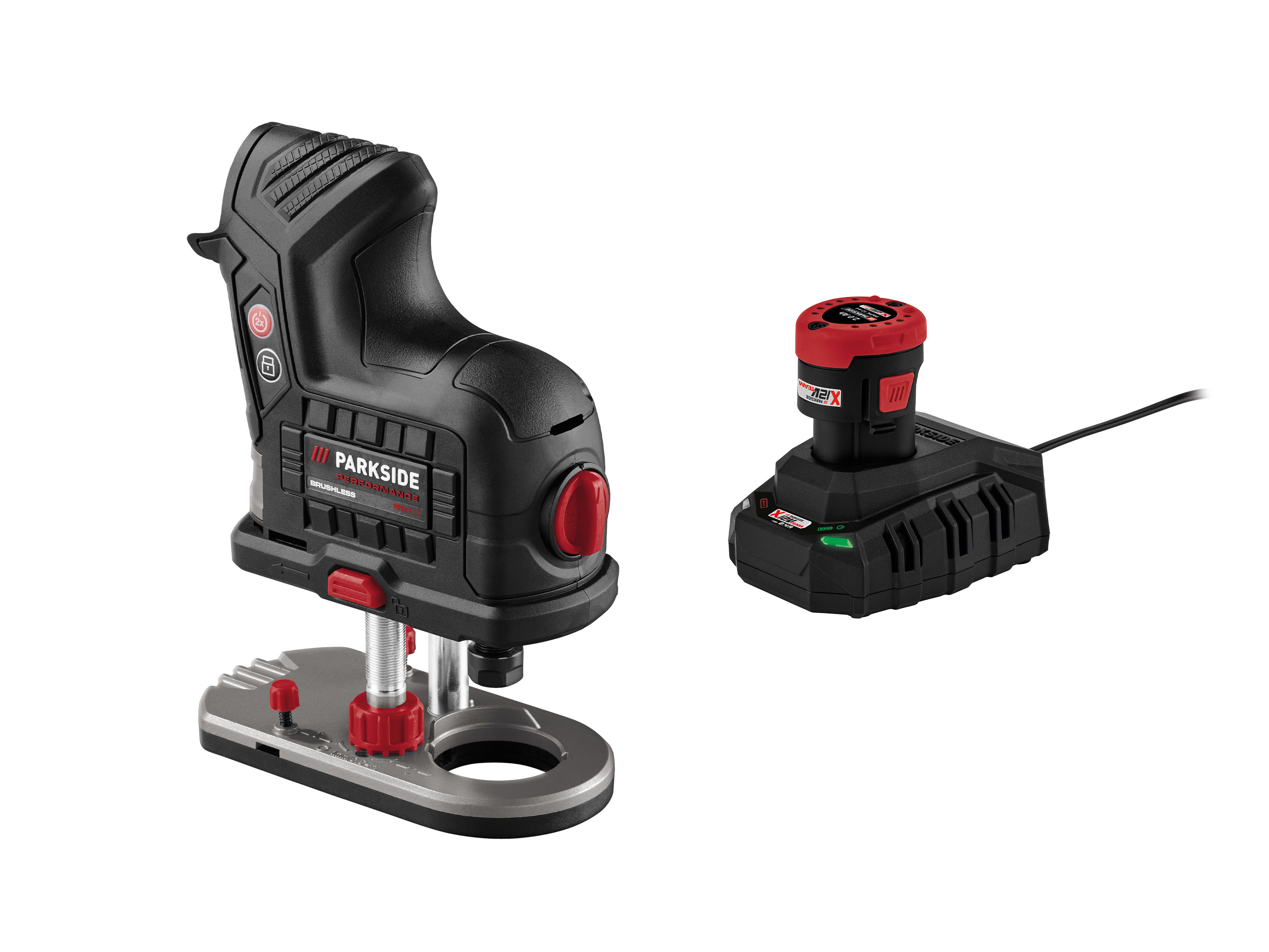 Zestaw Akumulatorowa frezarka krawędziowa 12 V z akumulatorem, 2 Ah i ładowarką, 2,4 A