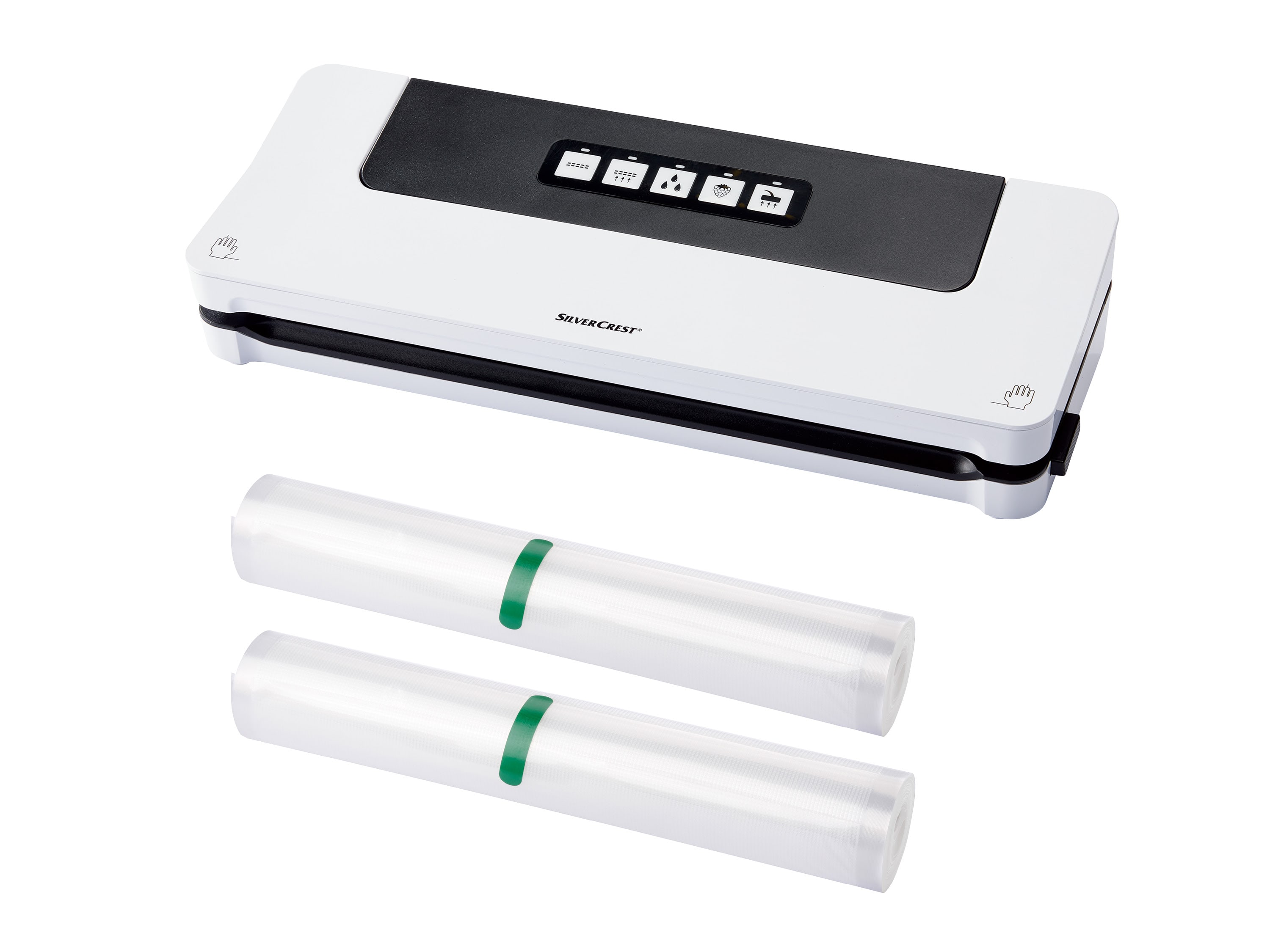 Silvercrest Kitchen Tools Zestaw Zgrzewarka do pakowania próżniowego SV 125 C5 z 3 rolkami folii, biała