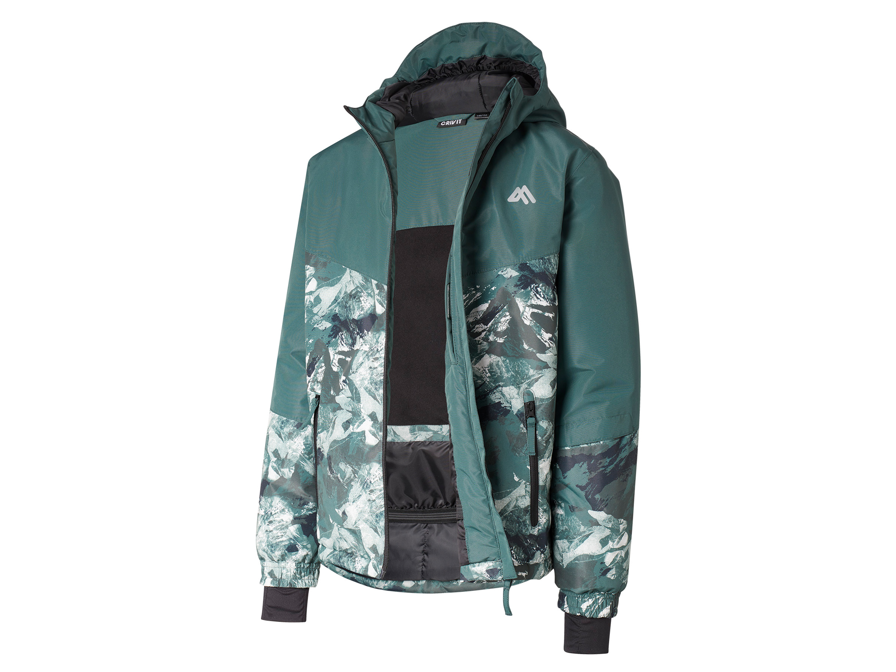 Crivit Kurtka narciarska chłopięca zielone wzorzyste, 158/164