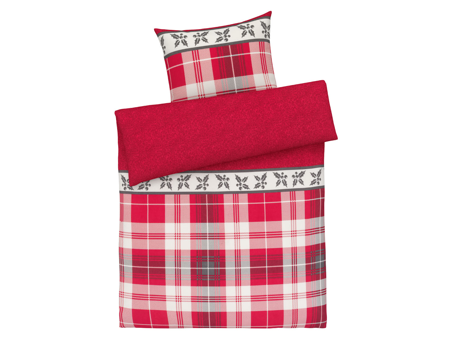 Livarno home Pościel bawełniana z delikatnej flaneli 140 x 200 cm, 1 komplet Czerwony karo
