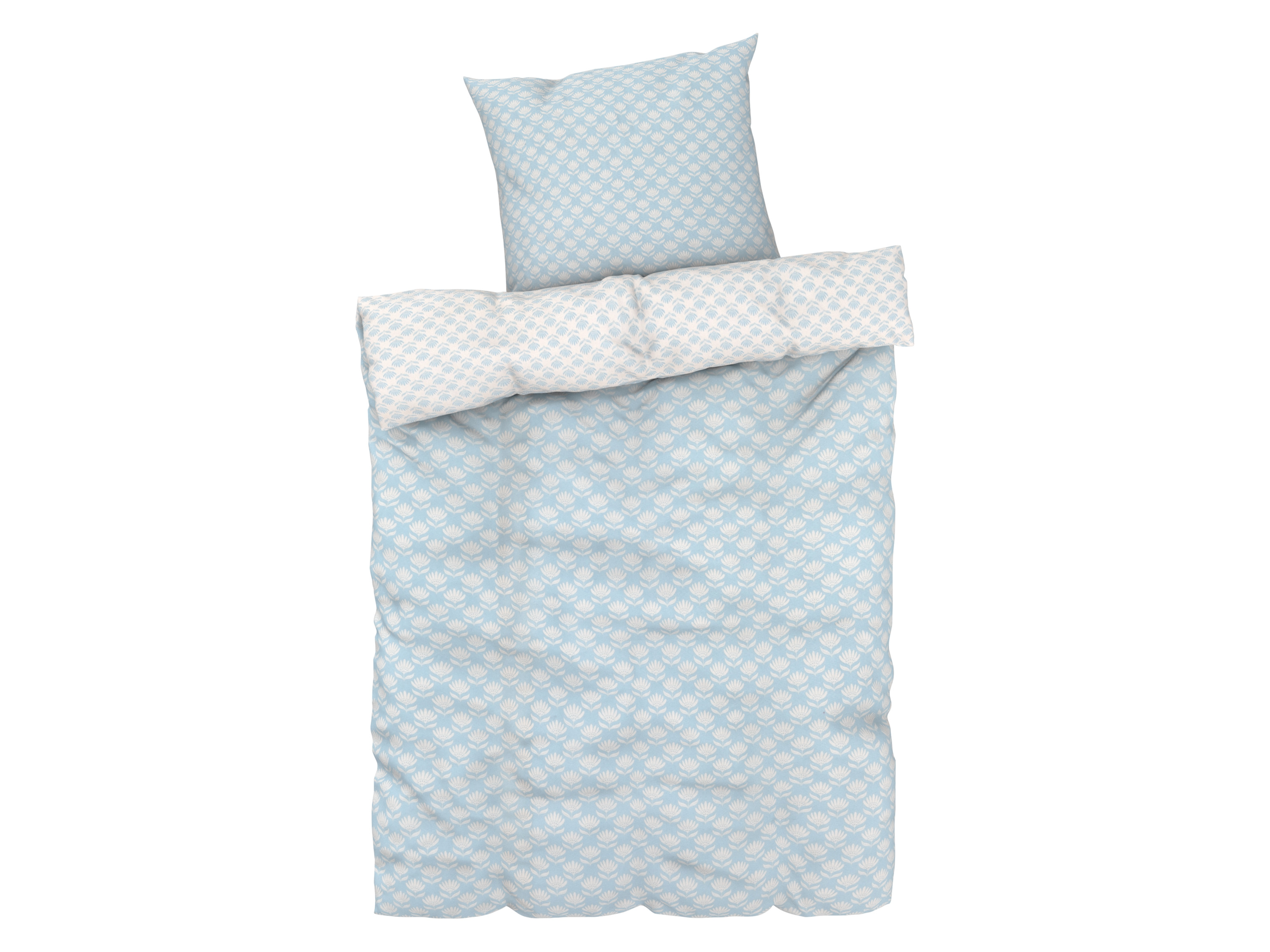 Livarno home Pościel z mikrowłókna satynowego, 140 x 200 cm W kwiaty/ niebieski/ biały