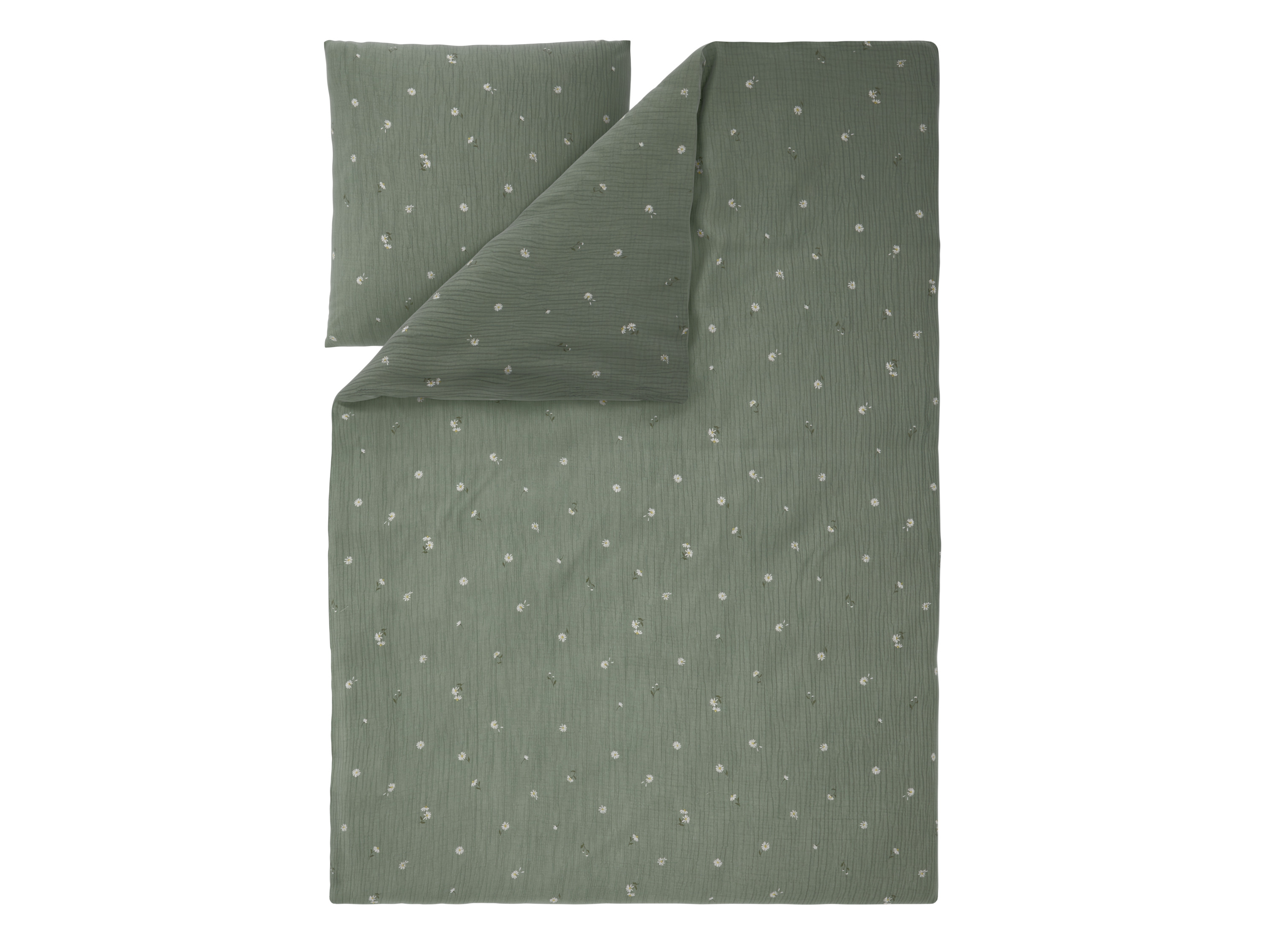 Livarno Pościel muślinowa, 140 x 200 cm Kwiaty/zielony