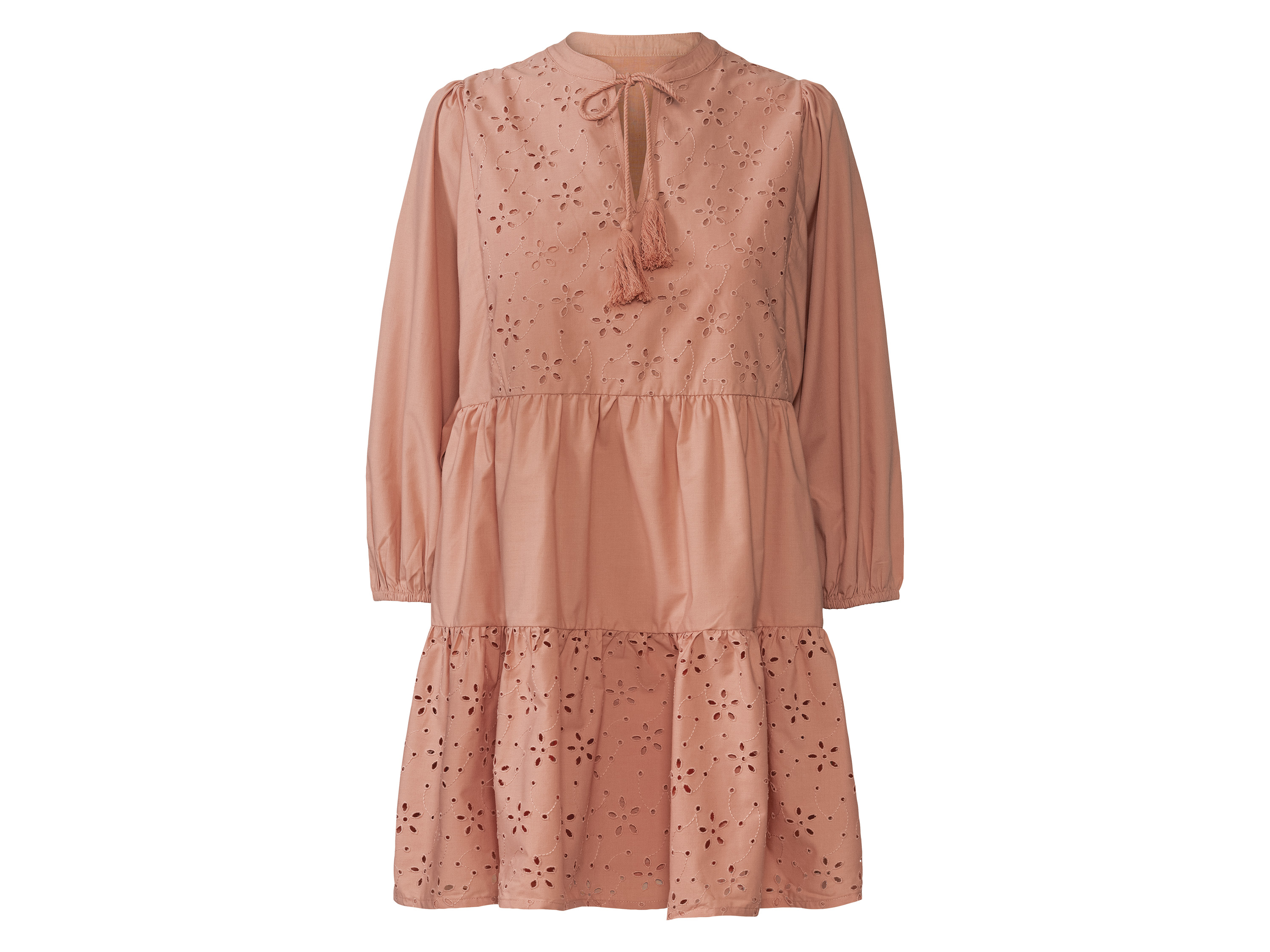 esmara Sukienka damska z haftem ażurowym 46, Morelowy