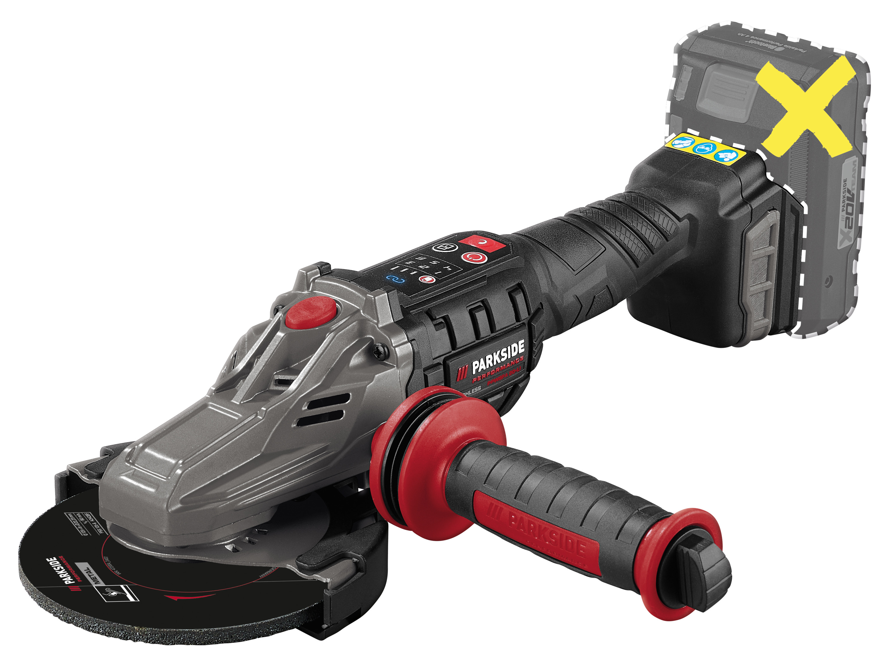 Parkside Performance Akumulatorowa szlifierka kątowa, 20 V, Ppwsfa 20-Li C4 bez akumulatora i ładowarki