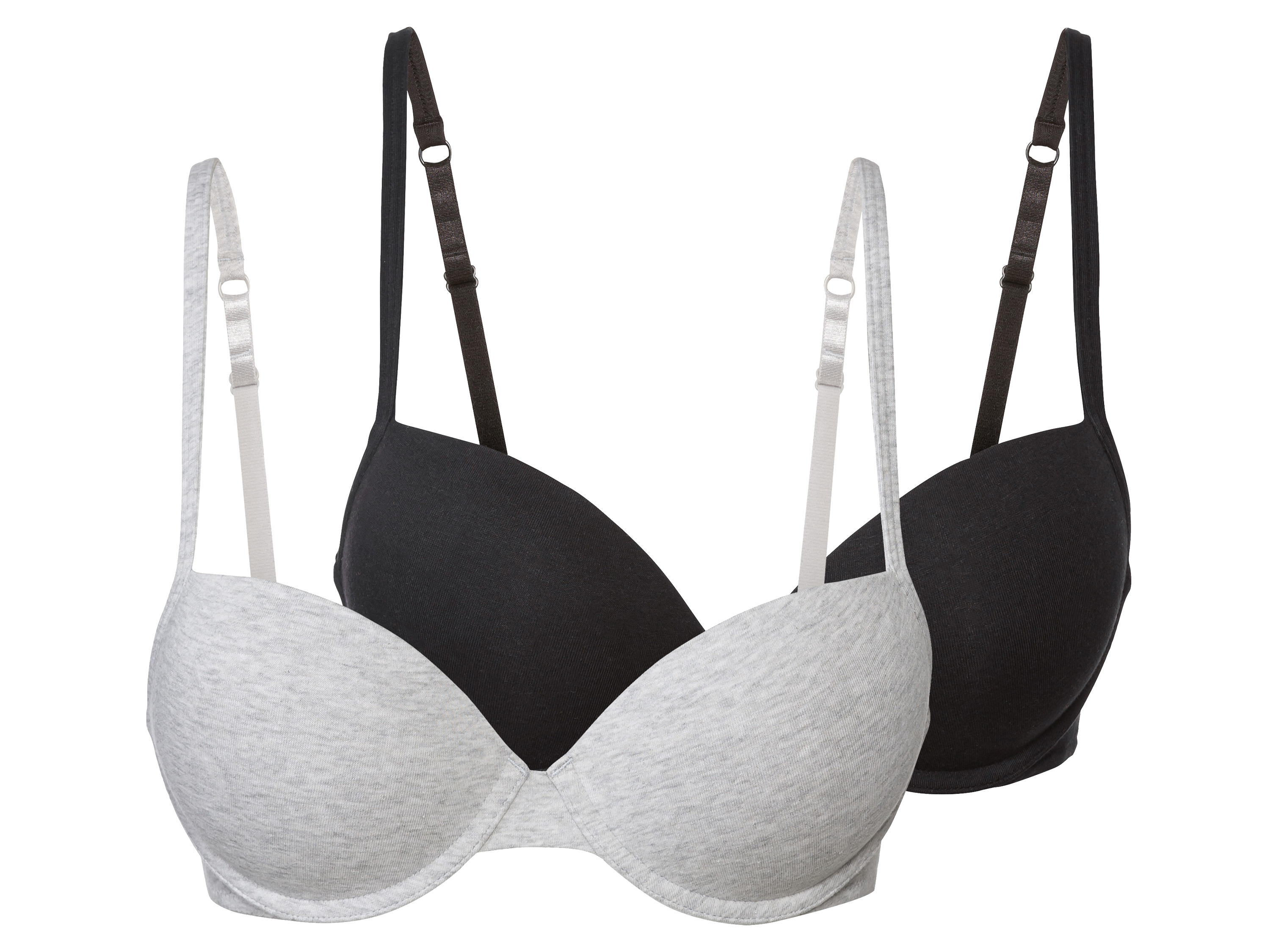 esmara Biustonosz damski z fiszbinami, 2 sztuki Czarny/ szary, 85b