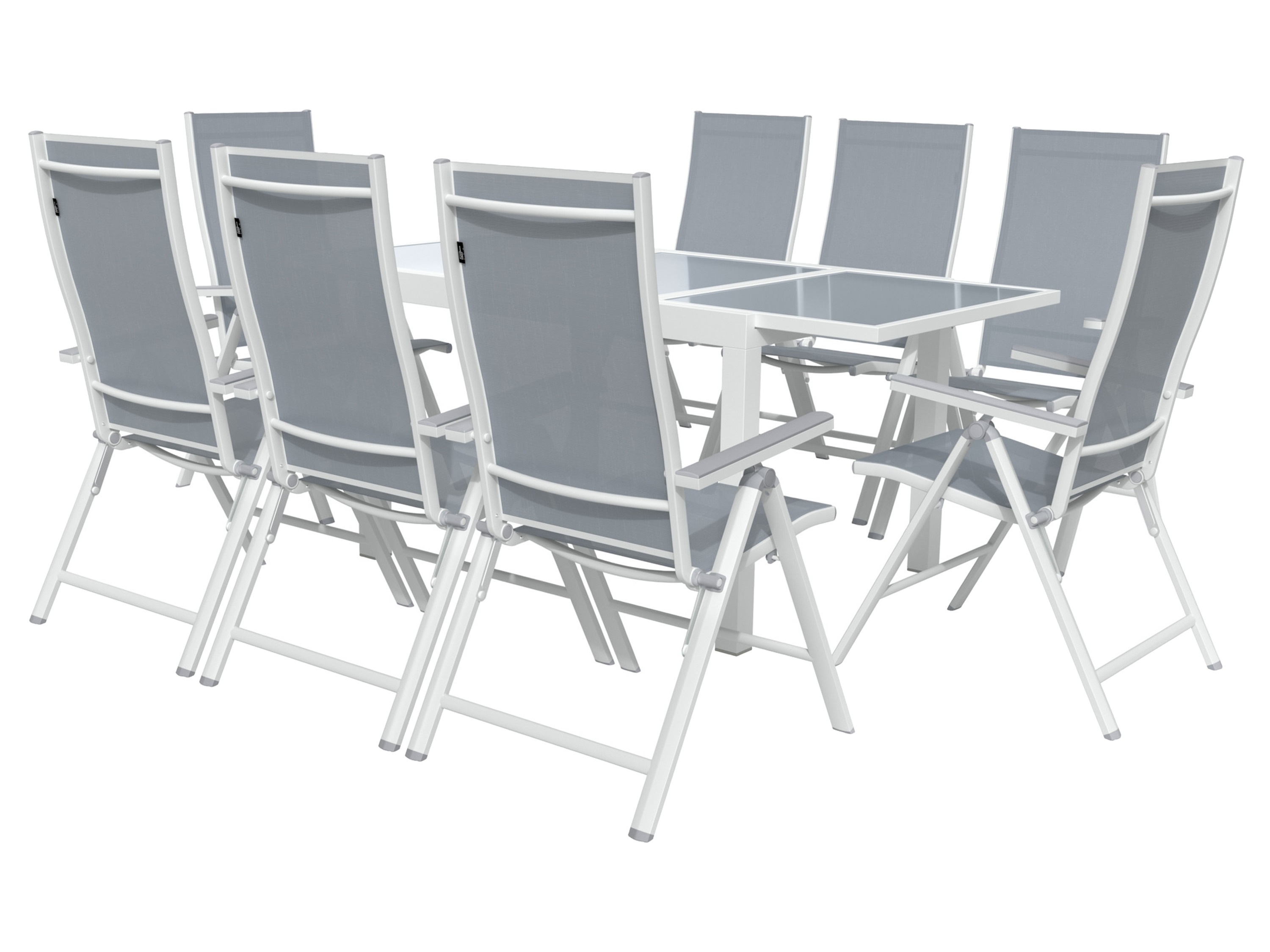 Livarno home Zestaw aluminiowych mebli ogrodowych Houston, stół rozkładany i 8 foteli