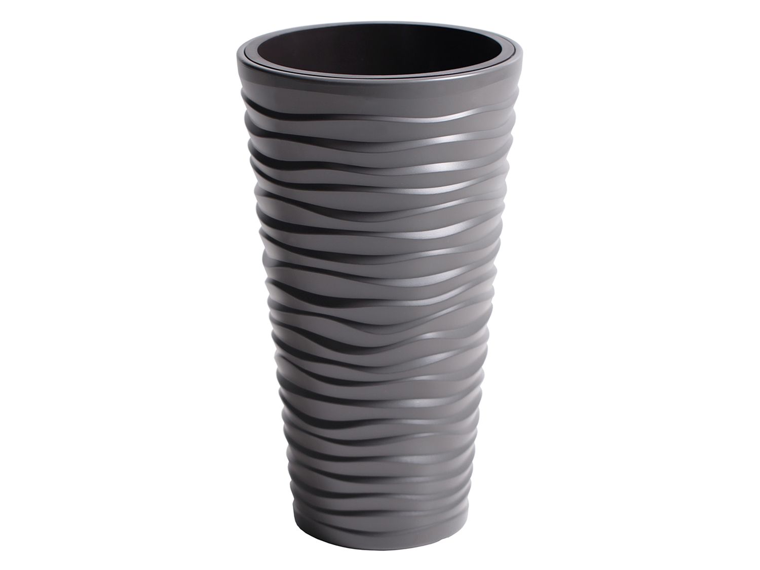 Prosperplast Doniczka Sand Slim, wyjmowany wkład, z poziomymi falami 39 x 75 x 39 cm szer. x wys. x gł., Szary