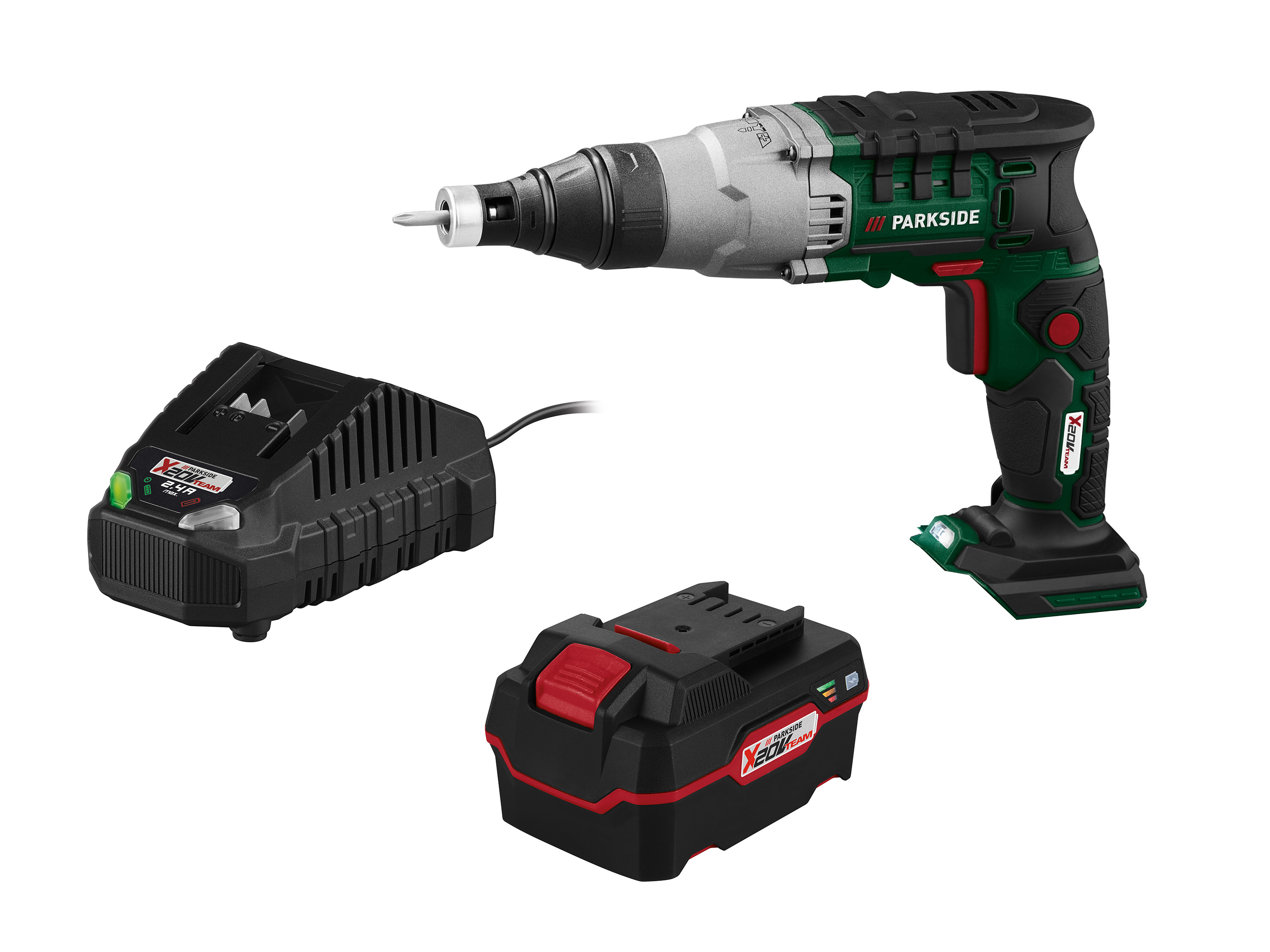Parkside Zestaw Akumulatorowa wkrętarka do suchej zabudowy 20 V z akumulatorem, 4 Ah i ładowarką 2,4 A