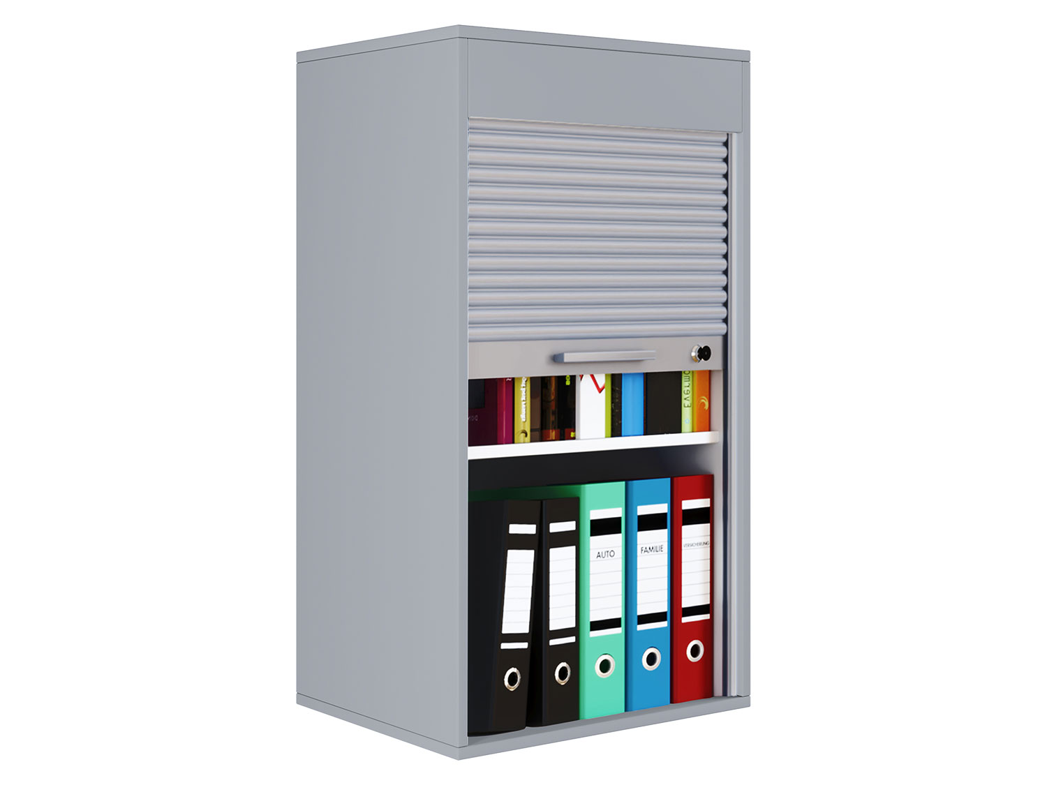 VCM Szafka na dokumenty, z roletą, zamykana Szary