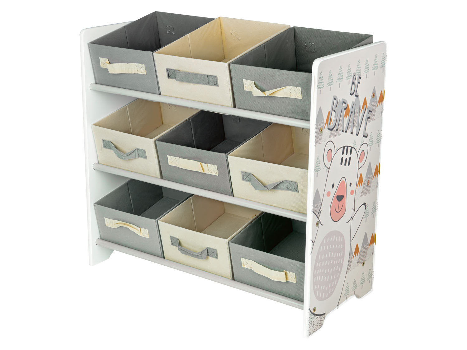 Livarno home Regał z 9 wyjmowanymi, tekstylnymi pojemnikami Biały