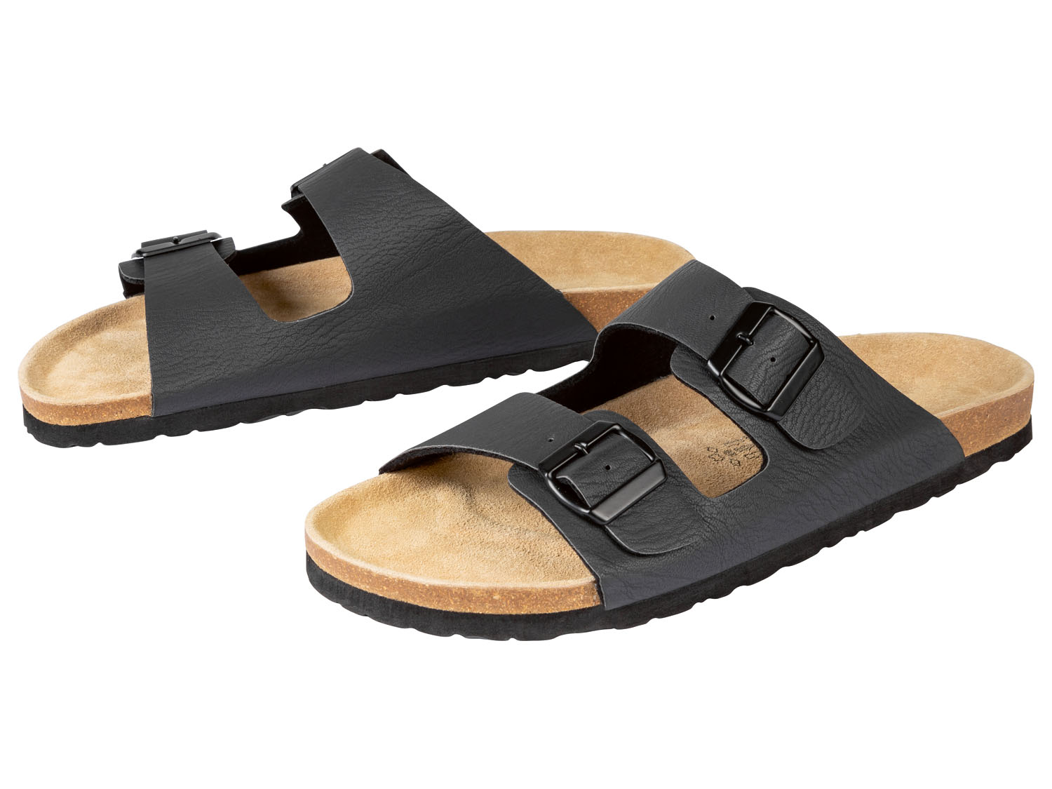 Livergy Klapki męskie ze skórzaną podpodeszwą 44, Czarny